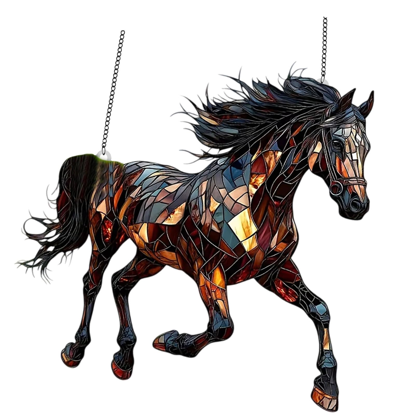 Nucelit Stained Glass Window Hanging Running Horse Suncatchers Ready to Hangs Window Doors Home Decorations Birthday Gifts Running Horse Sun Catchers