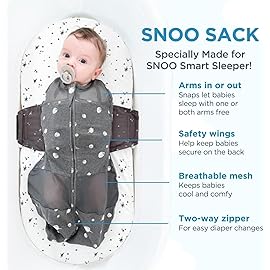 Happiest Baby SNOO Sleep Sack - 100% Organic Cotton Baby Swaddle Blanket - Doctor Designed Promotes Healthy Hip Development (Teal Planets, X-Large)