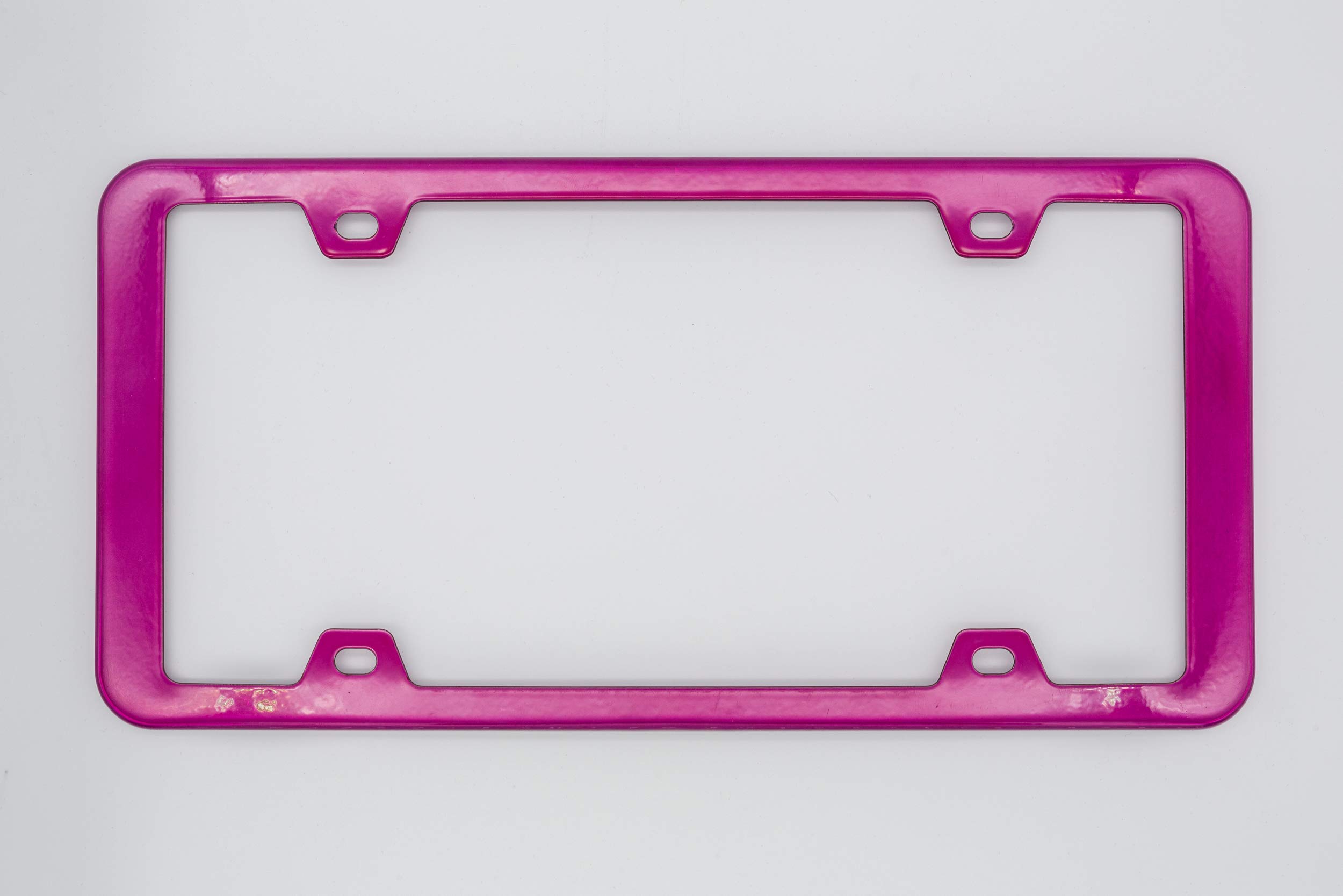 Marcos de matrícula de acero inoxidable con rosa bebé, cubierta de placa con seguridad resistente a la corrosión, 4 agujeros con tornillos 5