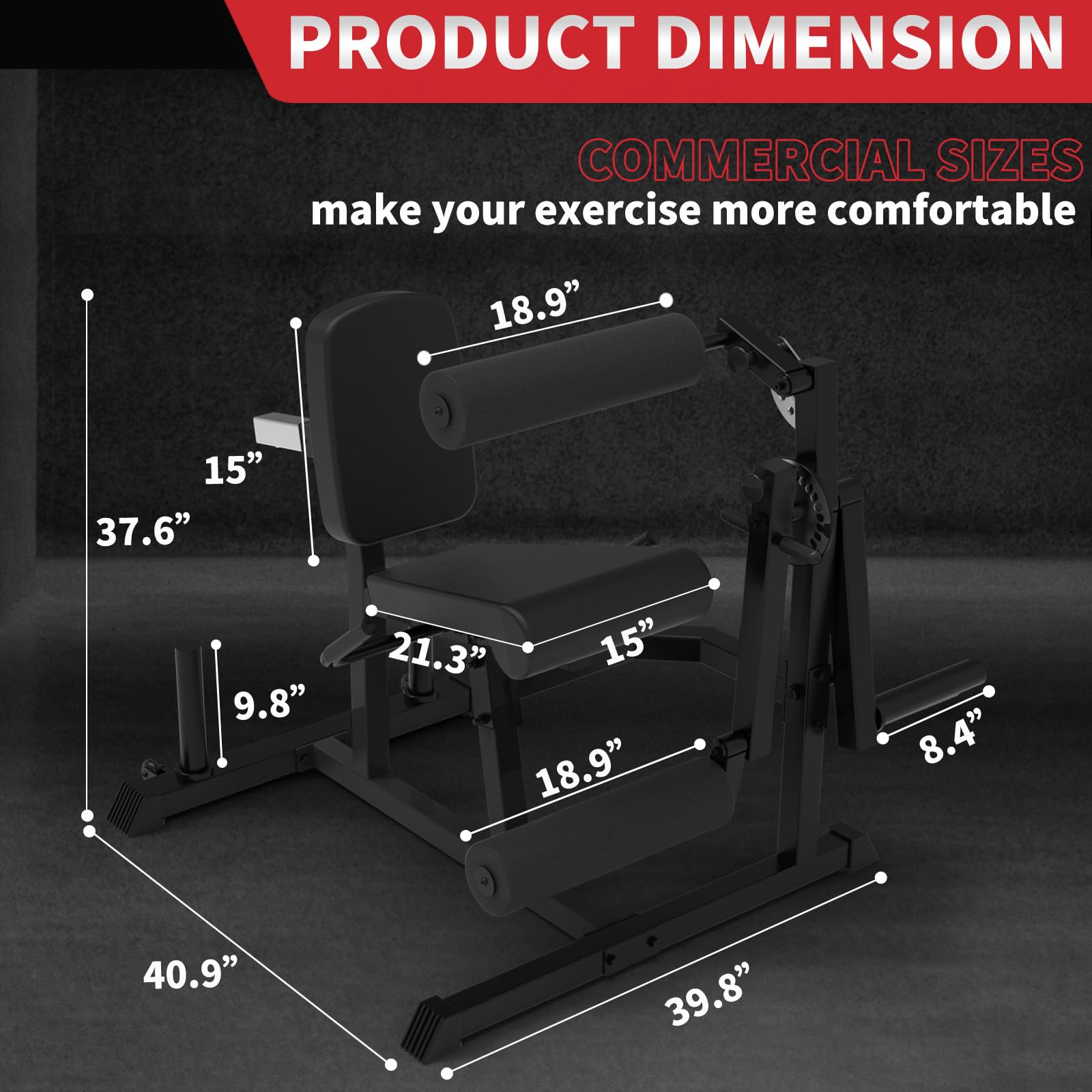 Leg Extension and Curl Machine, Heavy Duty 580lbs Capacity Leg Extension Machine with 24-Position Adjustable for Lower Body Workout, Home Gym Weight Machine, 40.9