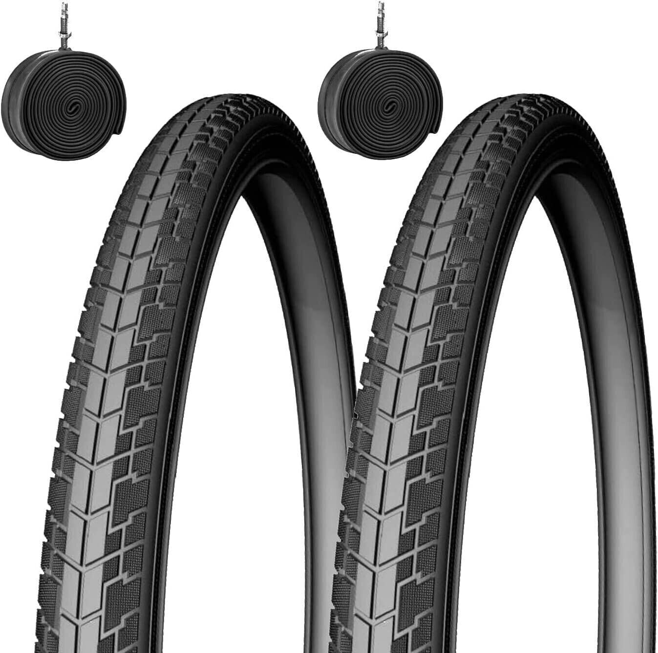 2 Copertoni 700x35C (37-622) + 2 Camere d’Aria 28” Valvola Italiana per Bicicletta Stradale, Trekking e City Bike – Pneumatici Neri in Gomma 700x35 28x1 5/8x1 3/8 Coppia Completa Bici