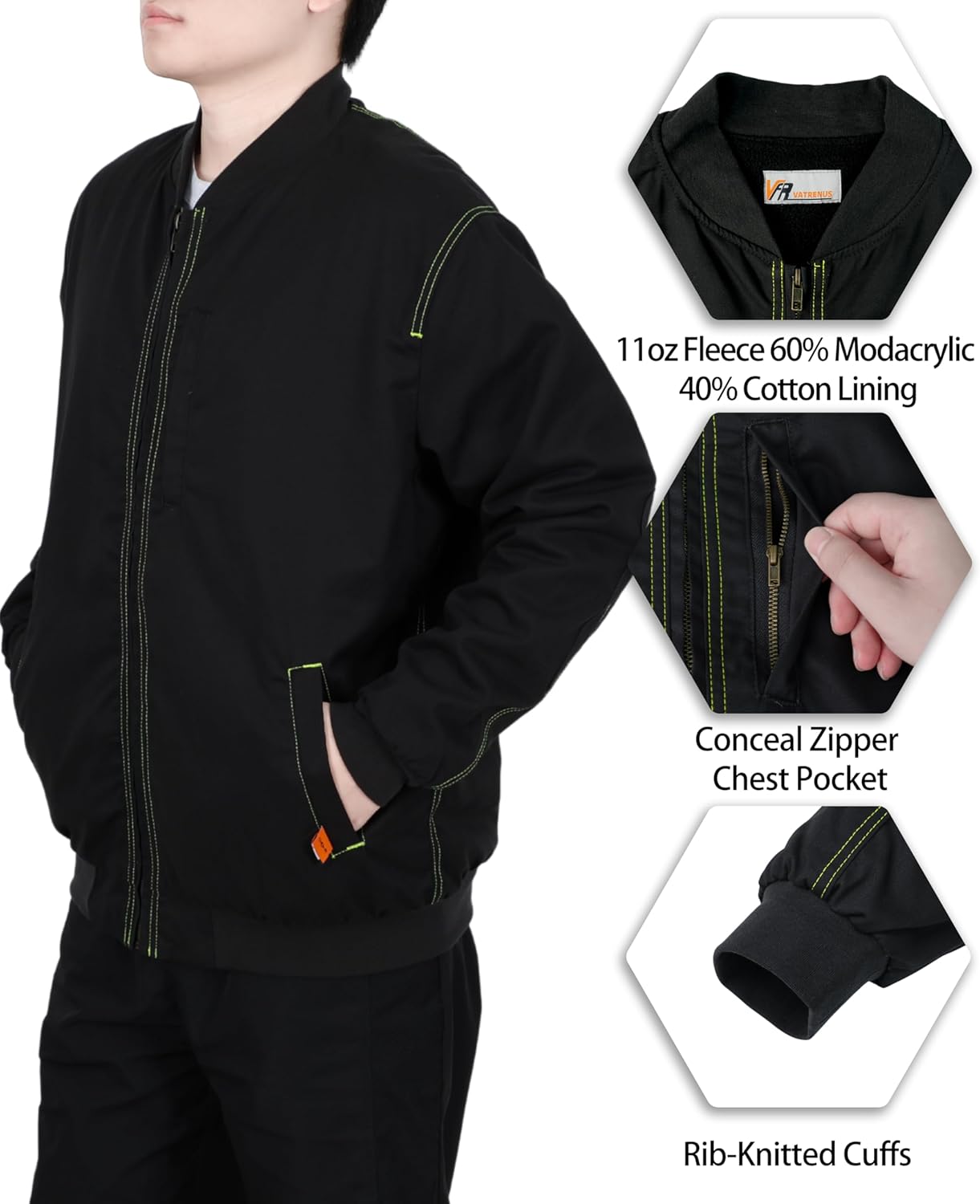 VATRENUS FR Jacket for Men Fleece Lined Flame Retardant Winter Coat Light but Warm Oil Resistant Water Repellent Workwear - Image 6