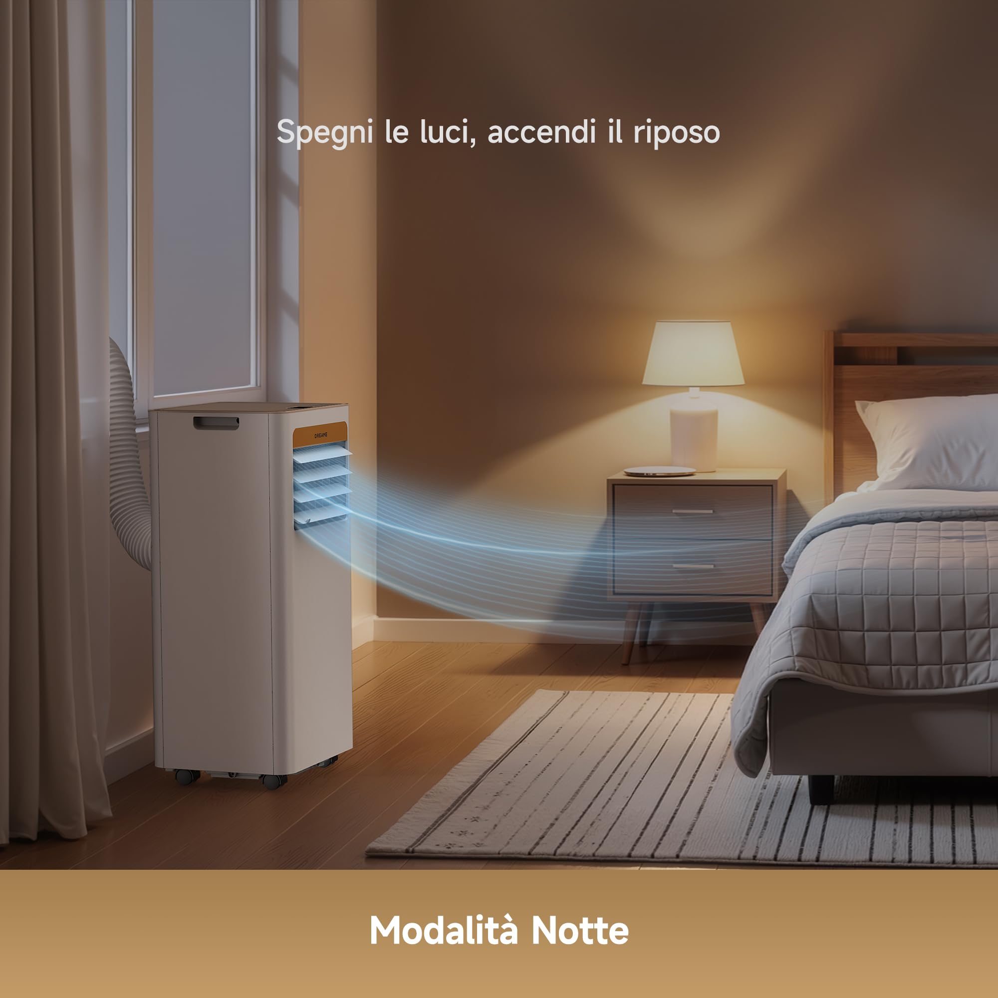 DREAME P-Wind10 9000 BTU Condizionatore Portatile 3-in-1: Raffreddamento, Deumidificazione e Ventilazione, Flusso d’aria 3D, Controllo tramite App e Telecomando, Modalità Notturna,Installazione Facile
