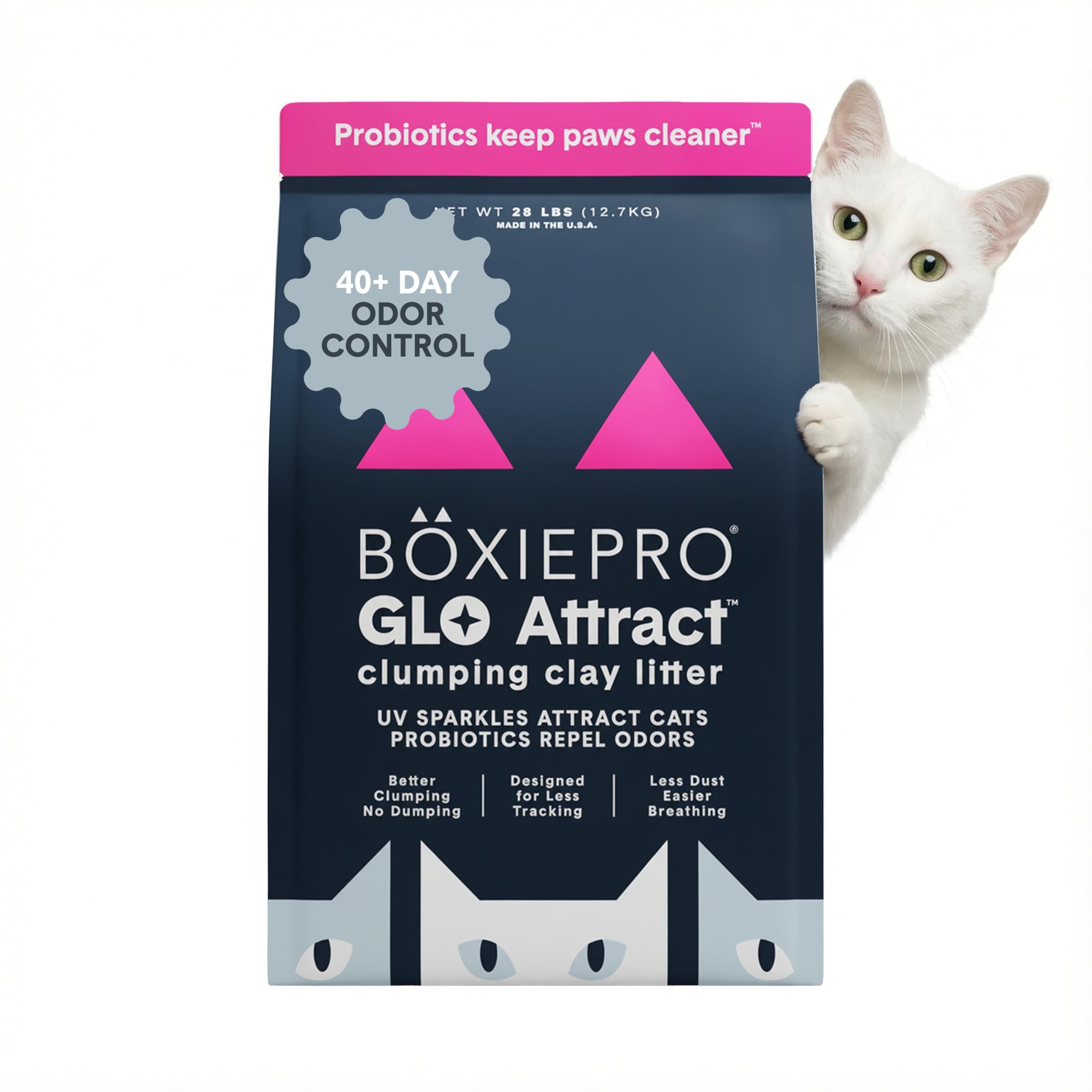 Boxiecat Boxie® Glo™ Natural Attractions™ 30 Day Odor Control Clumping Cat Litter, 28lb 99.9% Dust Free Clay Kitty Litter