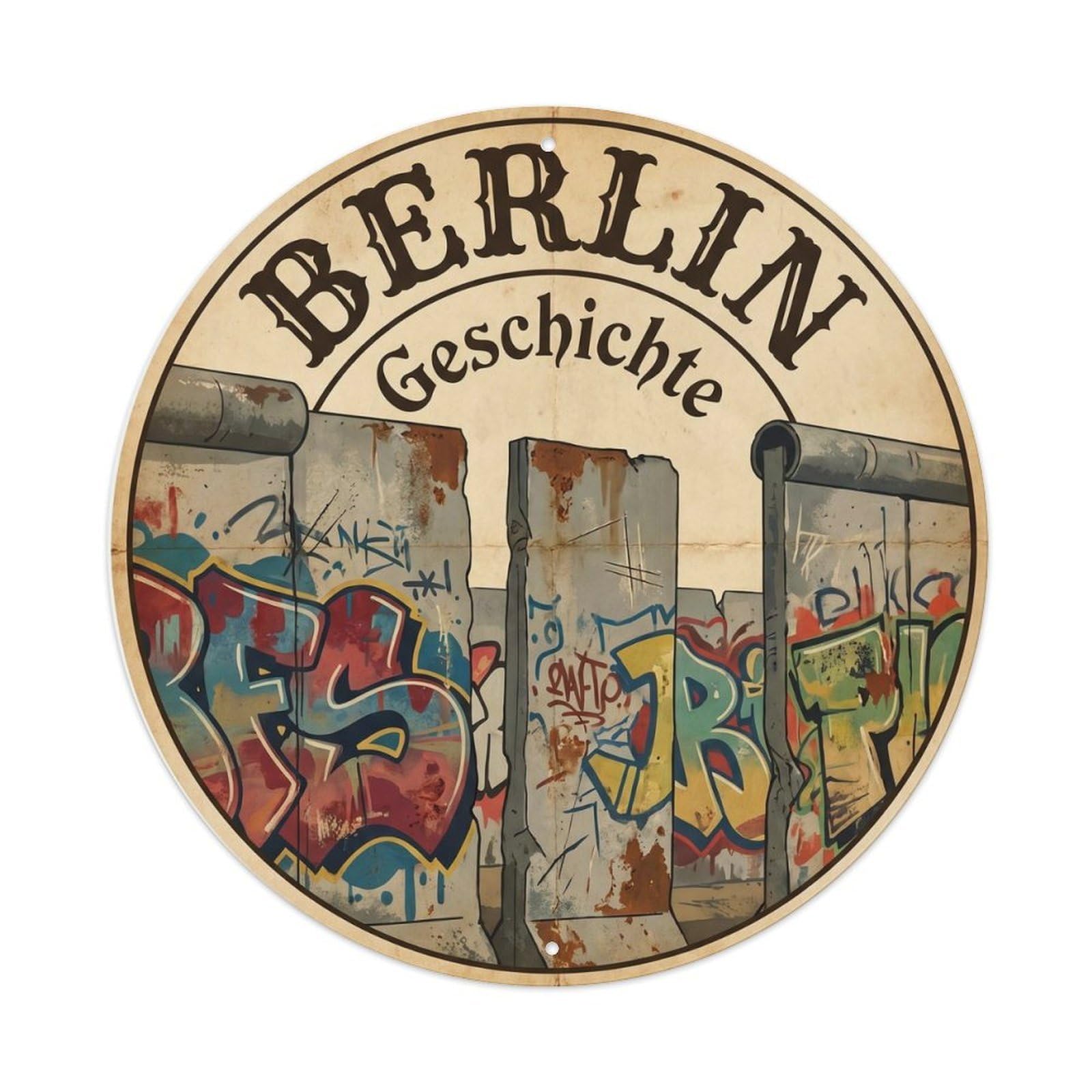Vintage Travel Berlin Wall Historic Metal Tin Sign Plaque