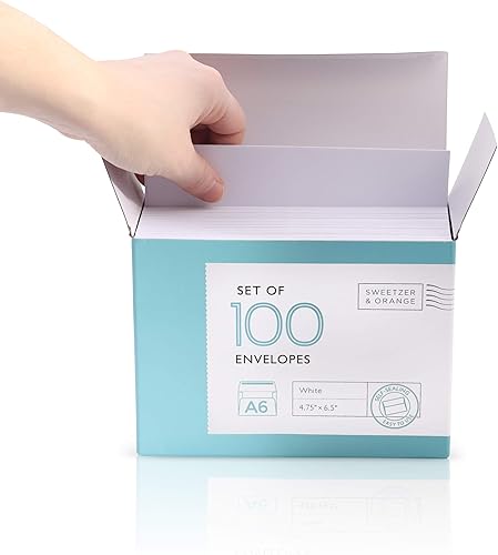 Miniatura 4 de Sweetzer & Orange Sobres A6 para tarjetas de 4 x 6 pulgadas. (50 con caja). Sobres blancos autosellados. Lujo 150gsm para sobres de tarjetas de