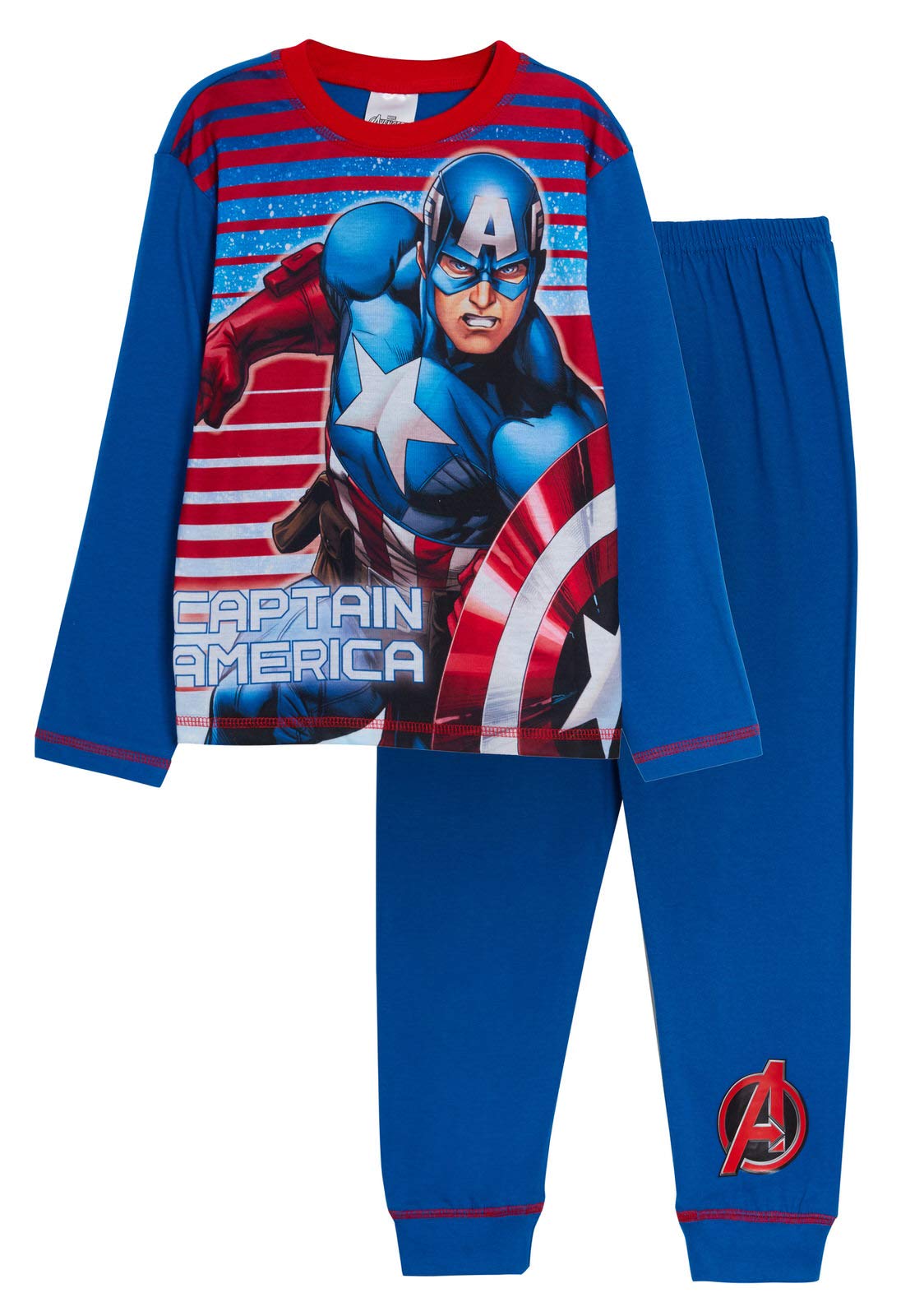 Marvel Boys Captain America Pyjamas Kids Avengers Long Pjs Nightwear Set