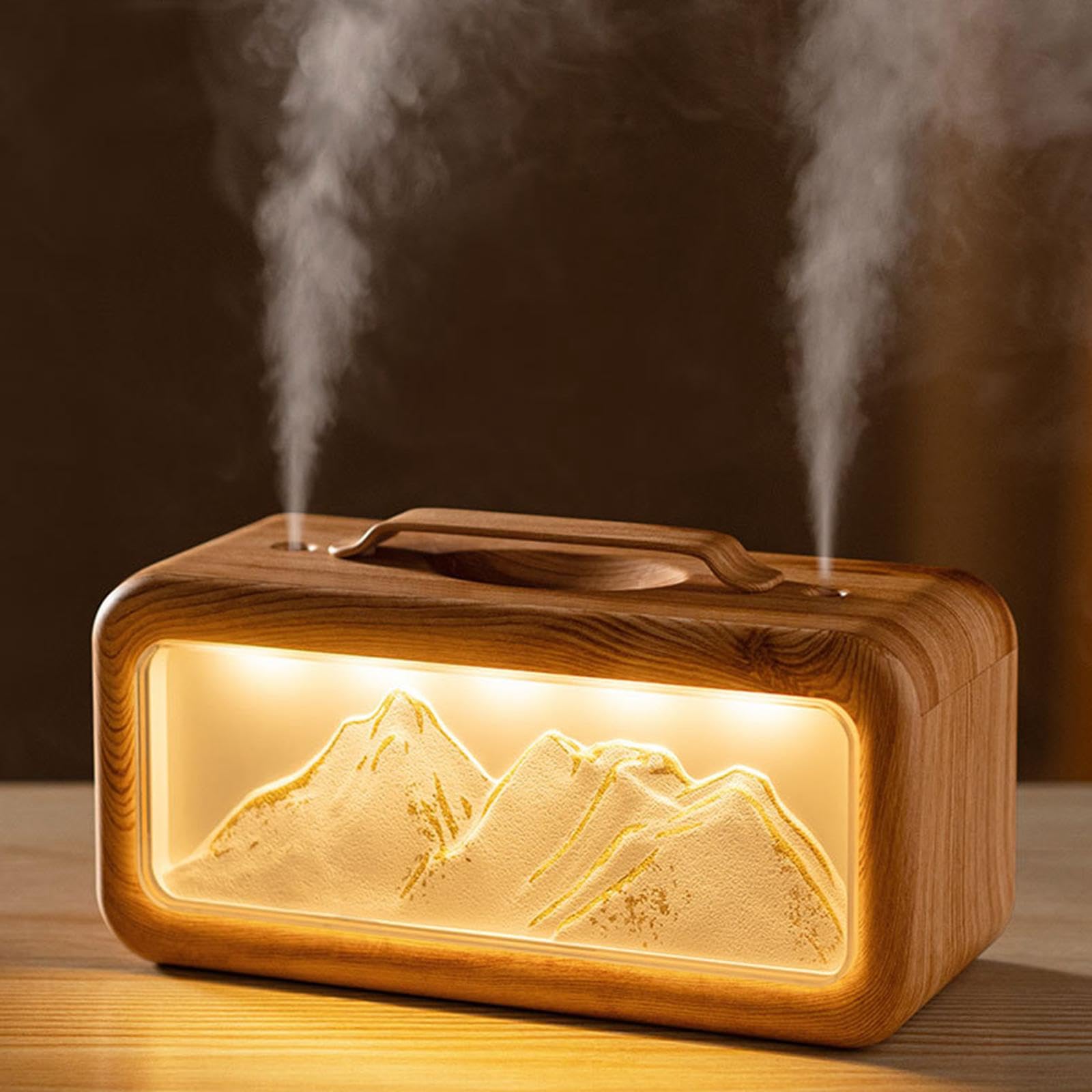 Mist Nuit Diffuseur Arôme Double Jet Faible Bruit USB Fonction Nuit Matériau PP Adapté Chambre Bébé Séjour, Blanc