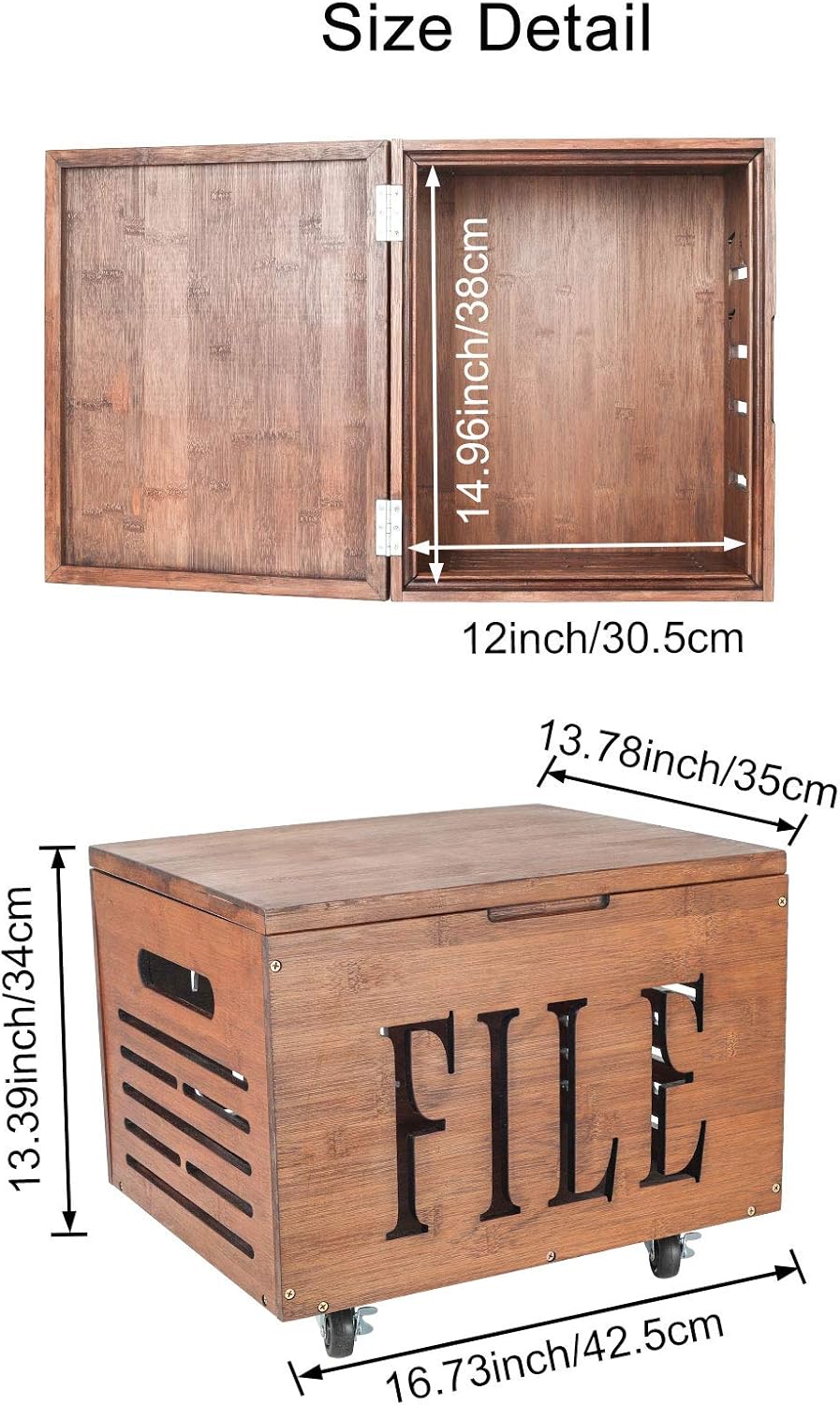 Blасk Frіdау - 60% оƒƒ TQVAI Bamboo Mobile Rolling File Cabinet with Lid Hanging Filing Sliding Office Organizer, Coffee Brown