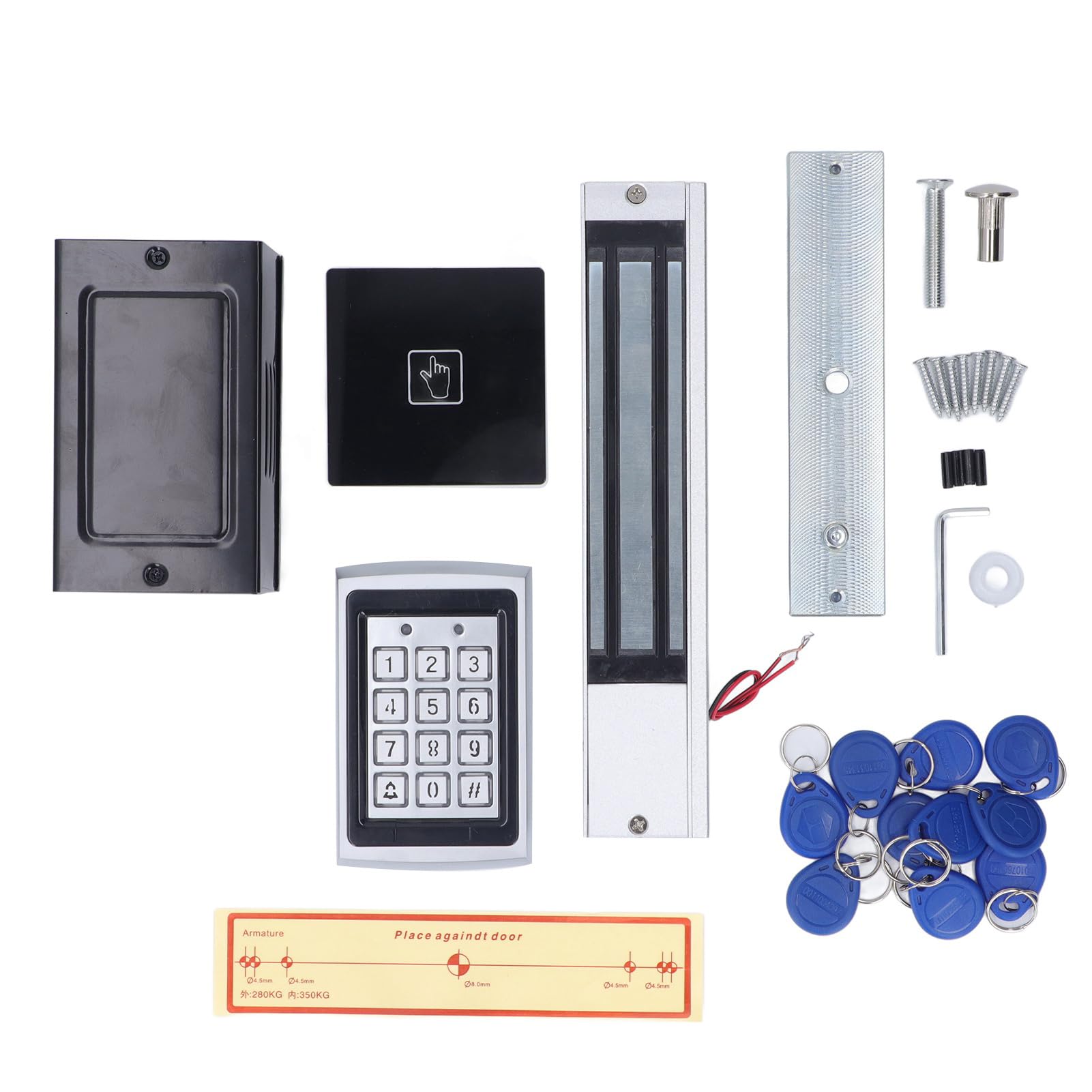 Kit de Control de Acceso de Entrada de Puerta con Teclado, Sistema de Control de Acceso de Puerta de Proximidad de Aleación de Aluminio 10 Llaveros Multifunción de Alta Seguridad
