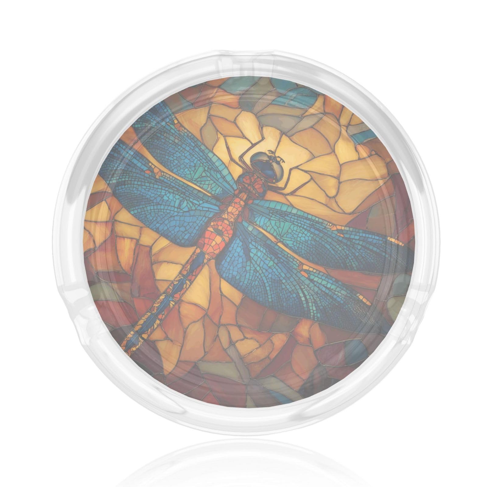 Stained Glass Dragonfly Blue And Teal Glass Ashtray For Cigarettes Ash Trays Case For Home Office Decor
