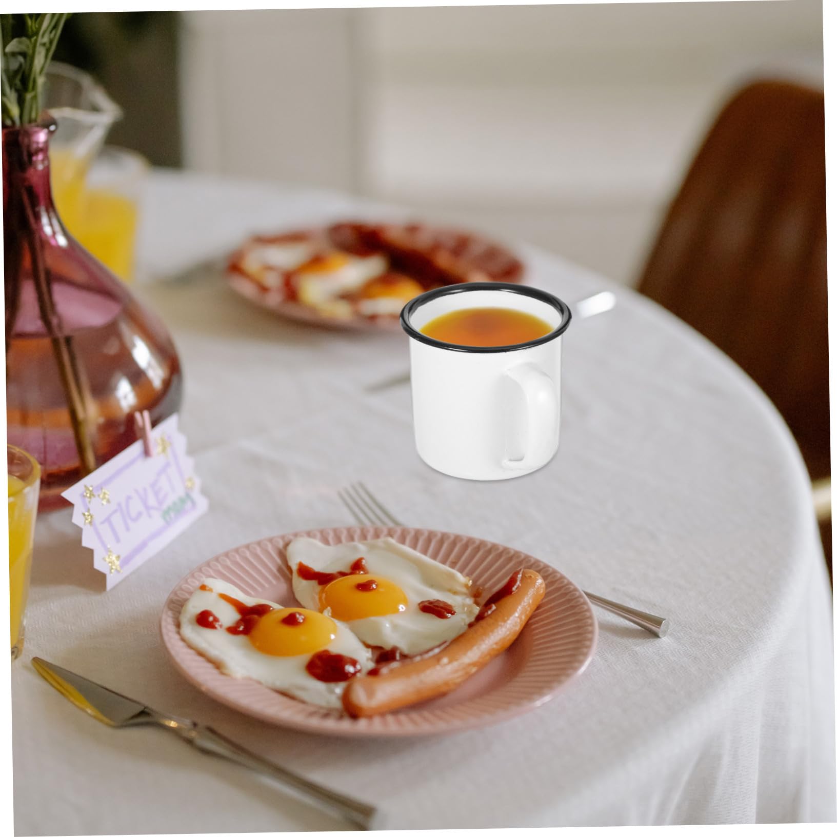 4 Stück Emaille Kaffeebecher im Retro Stil Robuster und Leicht zu Reinigender Trinkbecher für Picknick und Café Einfacher Stil aus Emaille