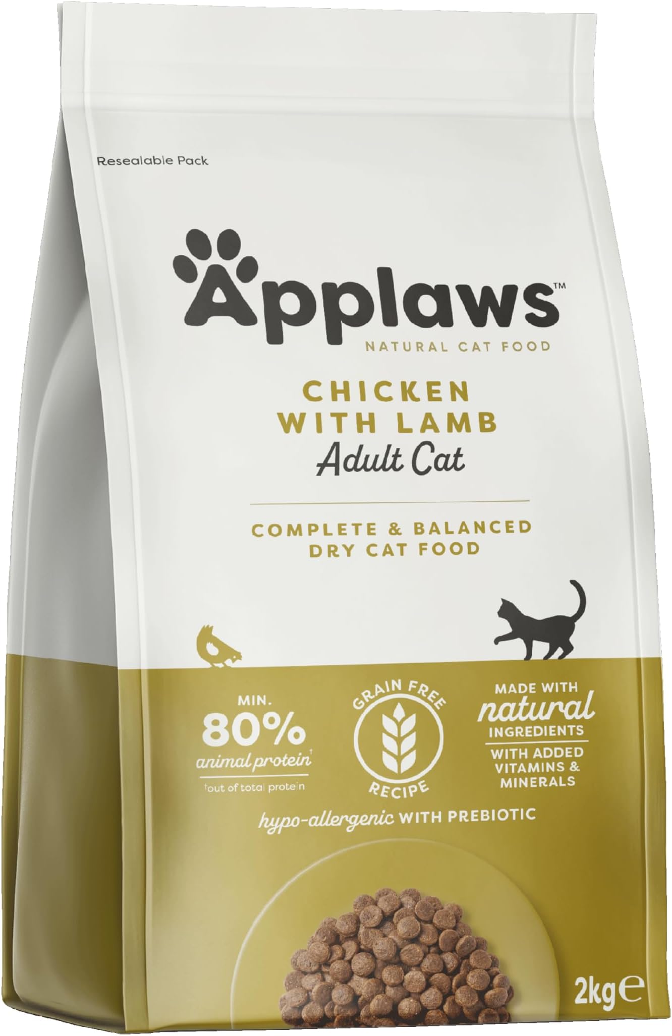 Natural Complete Dry Food for Adult Cats, Chicken with Lamb Grain Free, 2kg Bag