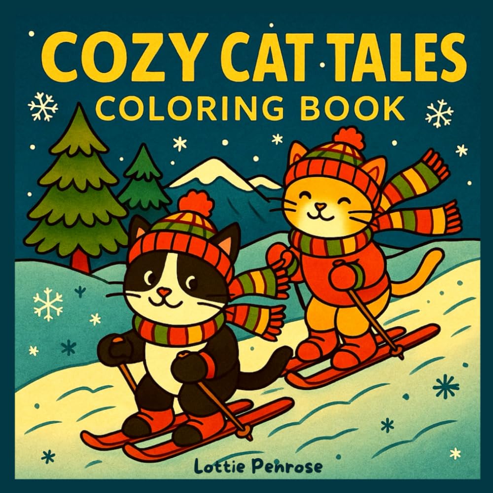 Cozy Cat Tales Coloring Book: Simple and Bold Designs for Cat Lovers, Cute Coloring Book for Adults and Teens