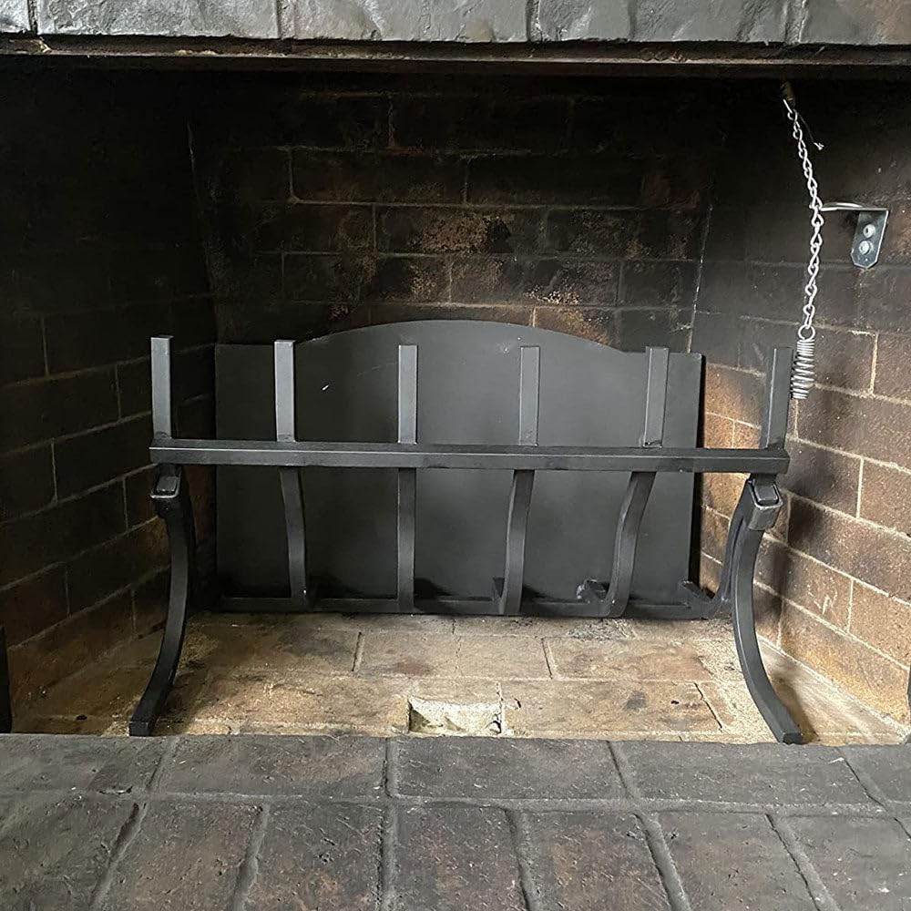 Ash & Ember 26" Wide High-Efficiency Smoke-Free Fireplace Log Grate with Reflective Fire Back, 15.5" Tall Vertical Grate, High-Temperature Paint