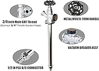 Vista 3 de WHK Sillcock Antisifón Resistente a Heladas de 10 Pulgadas 1/2 Pulgada PEX B X 3/4 Pulgada Grifo de Manguera, Grifo Exterior Resistente a Heladas