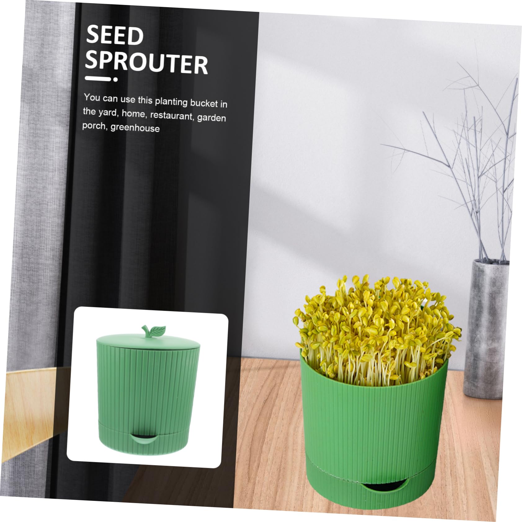 POPETPOP Kit de Germination pour Haricots Mungo et Soja, Bocal à Germes Vert Réutilisable en PP Sortie D’Eau, pour Maison ou Restaurant