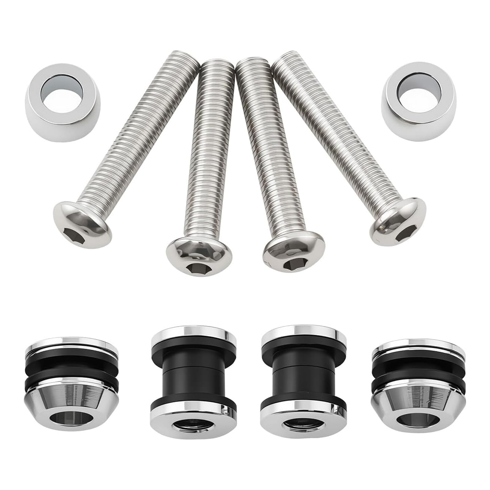 Chrome Docking Hardware Kit, Compatible with 2015-2020 Harley-Davidson Street XG500 XG750, Except XG750A, for Detachable Two-Up Luggage Rack, Replacement for 52300285