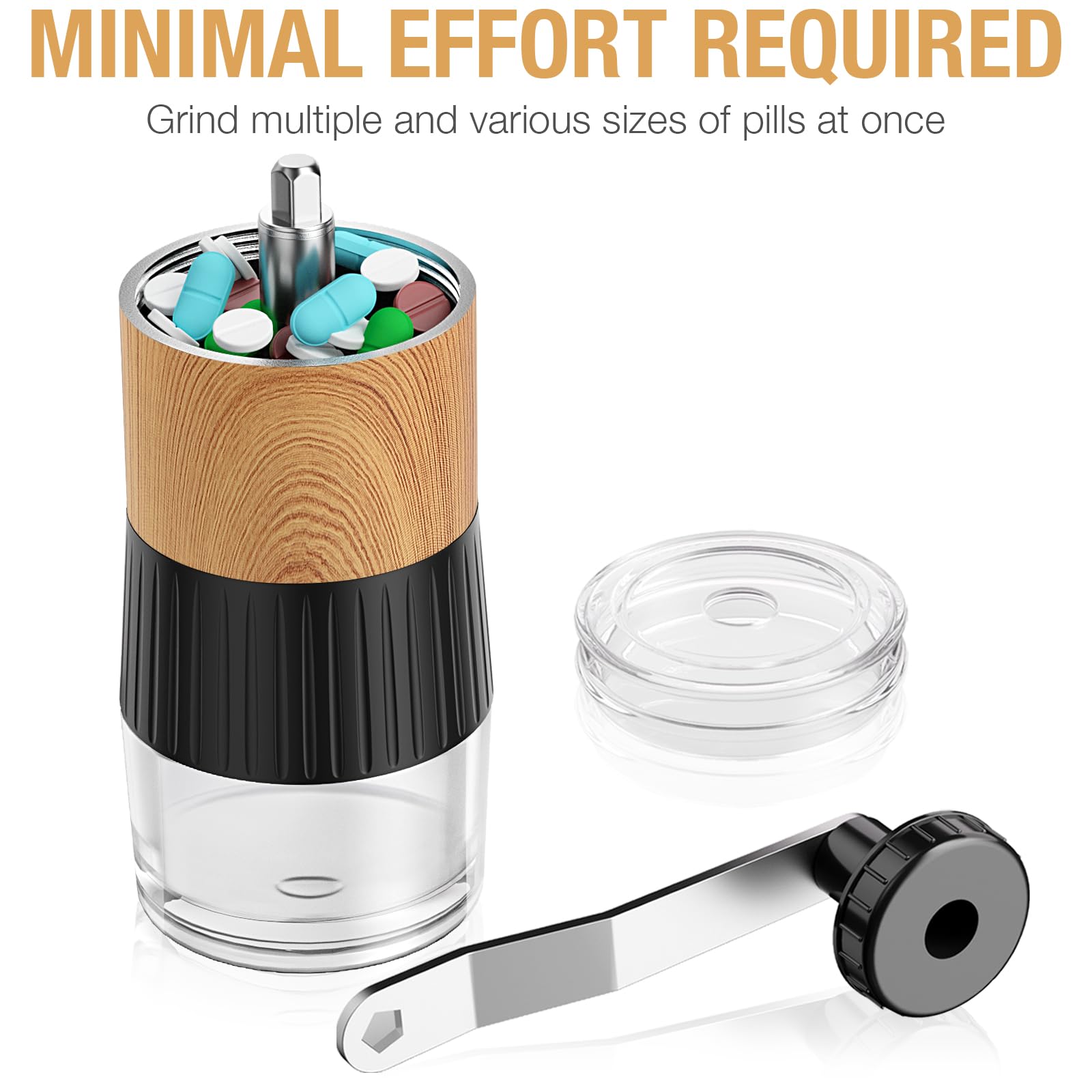 Small Portable Pill Crusher Grinder to Fine Powder for Elderly (Wood) — Amazon image 8
