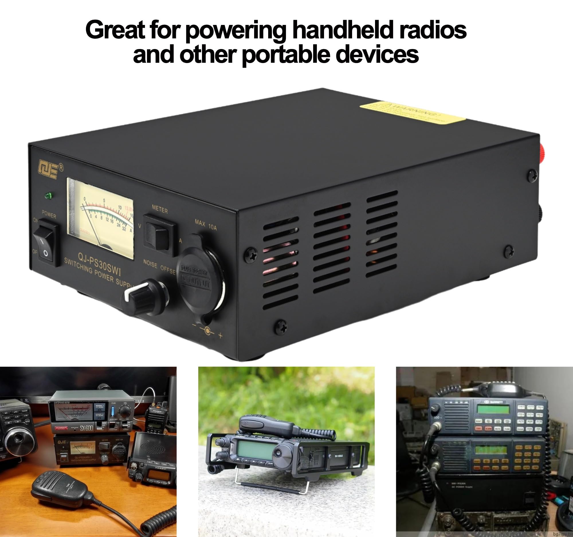 Alimentatore banca da 13,8 V 30 A, alimentatore di commutazione radio prosciutto, alimentatore CC analogico regolato con spina di sigaretta per radio amatoriale