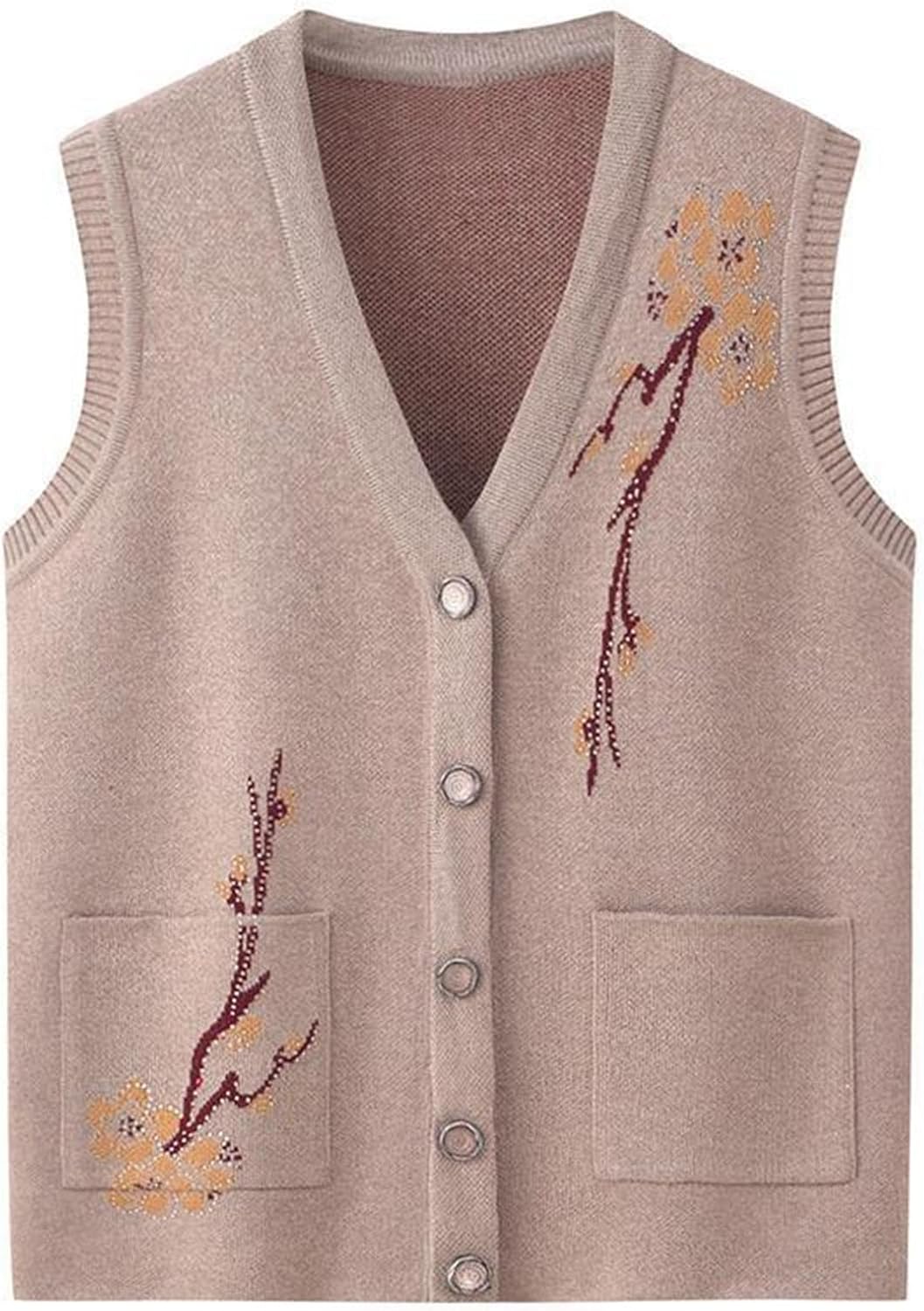 [WOOYOO] ニットベスト ニットチョッキ 梅花 無袖 シニアレディース 母へ 婦人服 アウター セーター スウェット カットソ