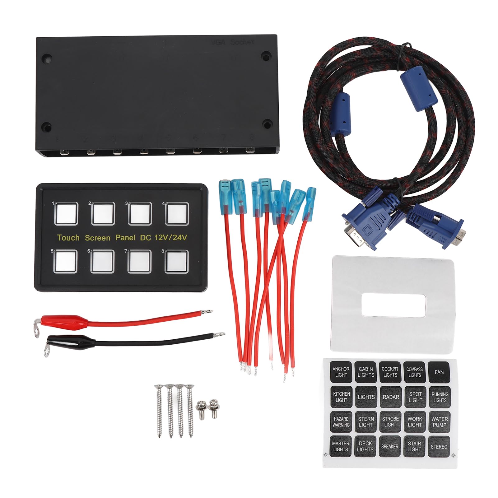 8-stopniowy panel przełączników, DC 12 V na 24 V, 8-stopniowy panel przełączników, IP68, wodoodporny, o wysokiej stabilności, dotykowy panel sterowania LED, do samochodów ciężarowych