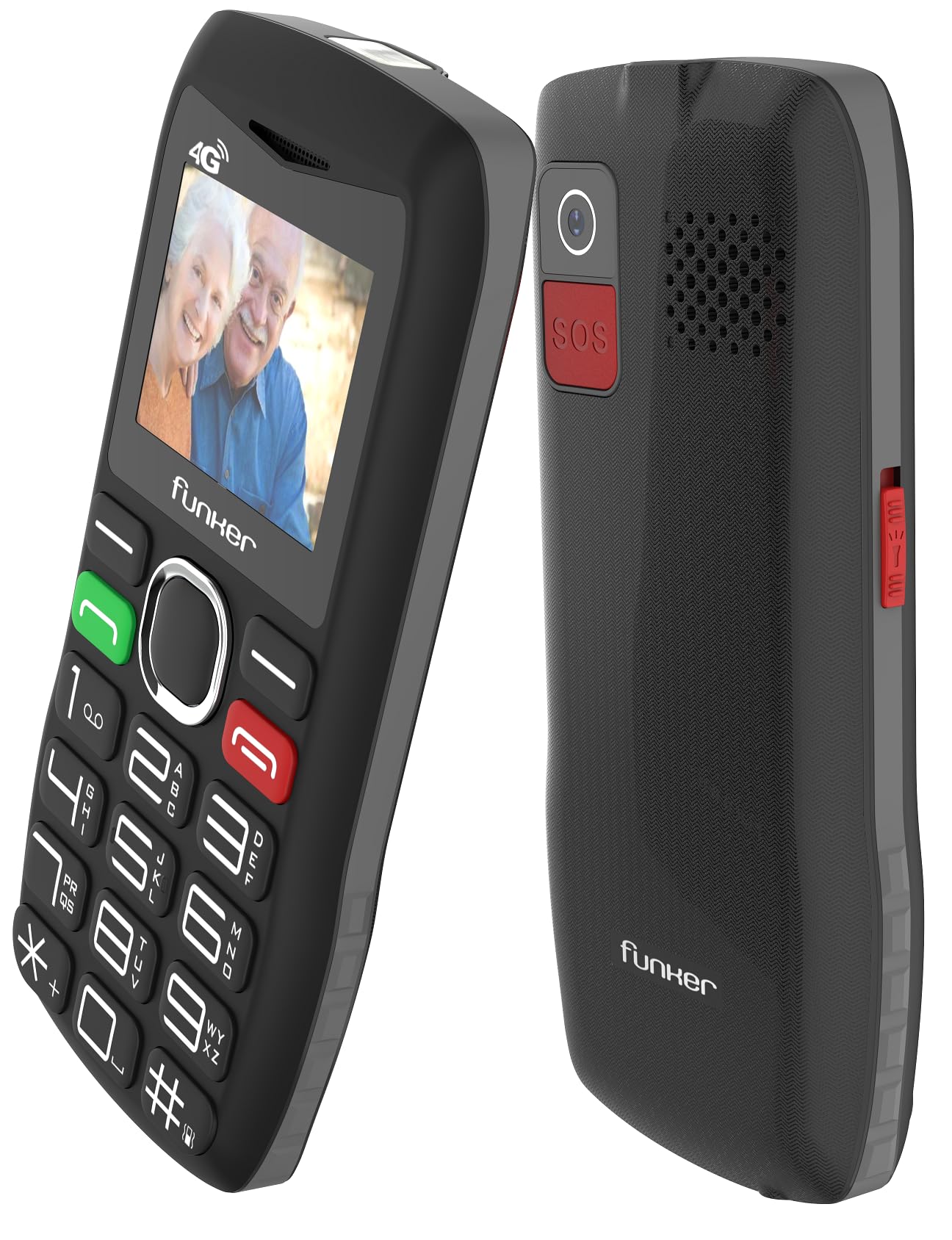 Funker C140 Classic 4G - Teléfono Móvil para Personas Mayores con Botón SOS - Teclas Grandes y Volumen Alto -USB-C - Bateria 1000mAh - Pantalla Grande de 1,8 Pulgadas - Fácil de Usar