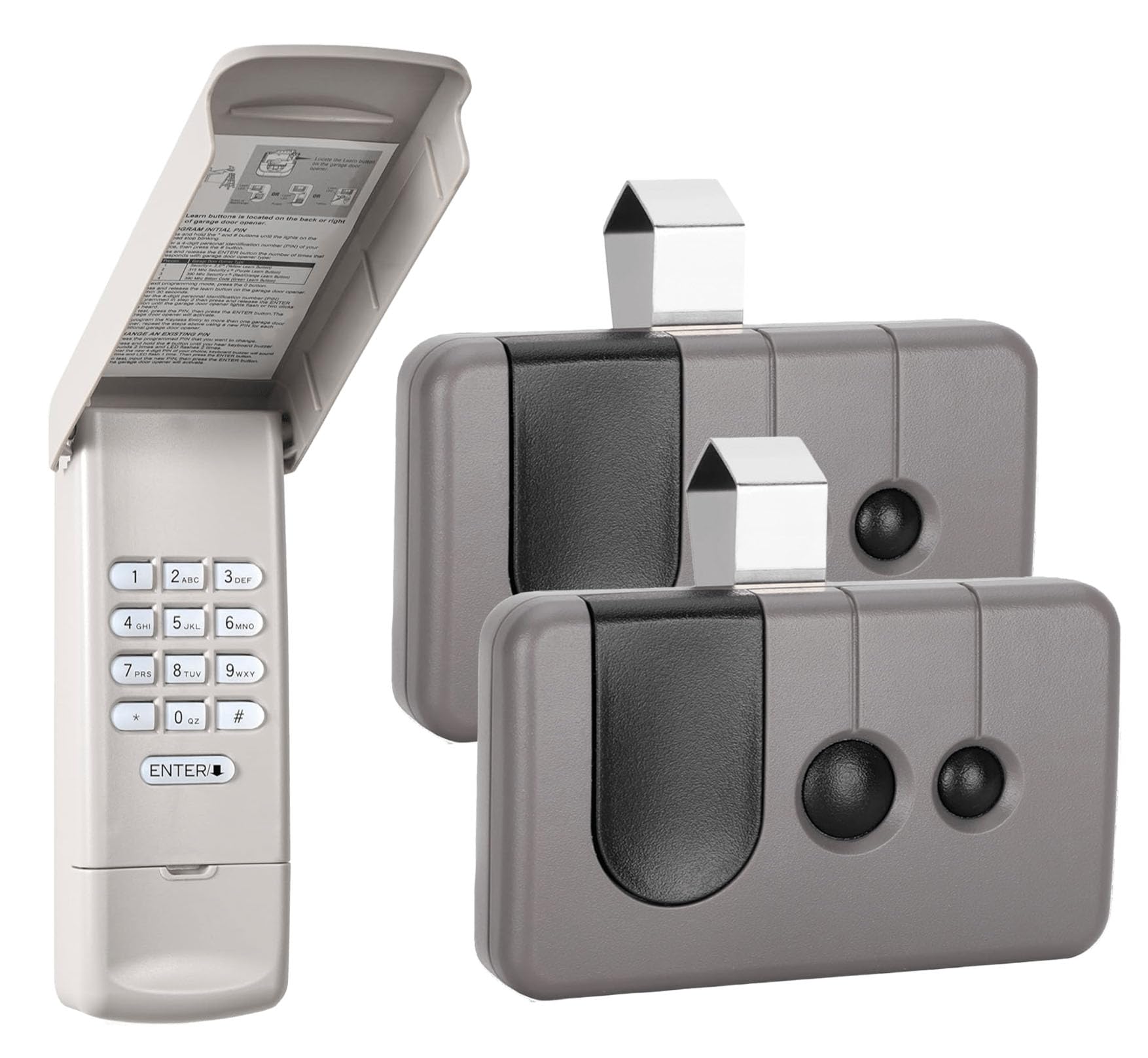 Garage Door Keypad & 2 Pcs Garage Door Opener Remote, Compatiable with Craftsman/Chamberlain/LiftMaster Garage Door Opener with Yellow/Purple/Red/Orange/Green Learn Button