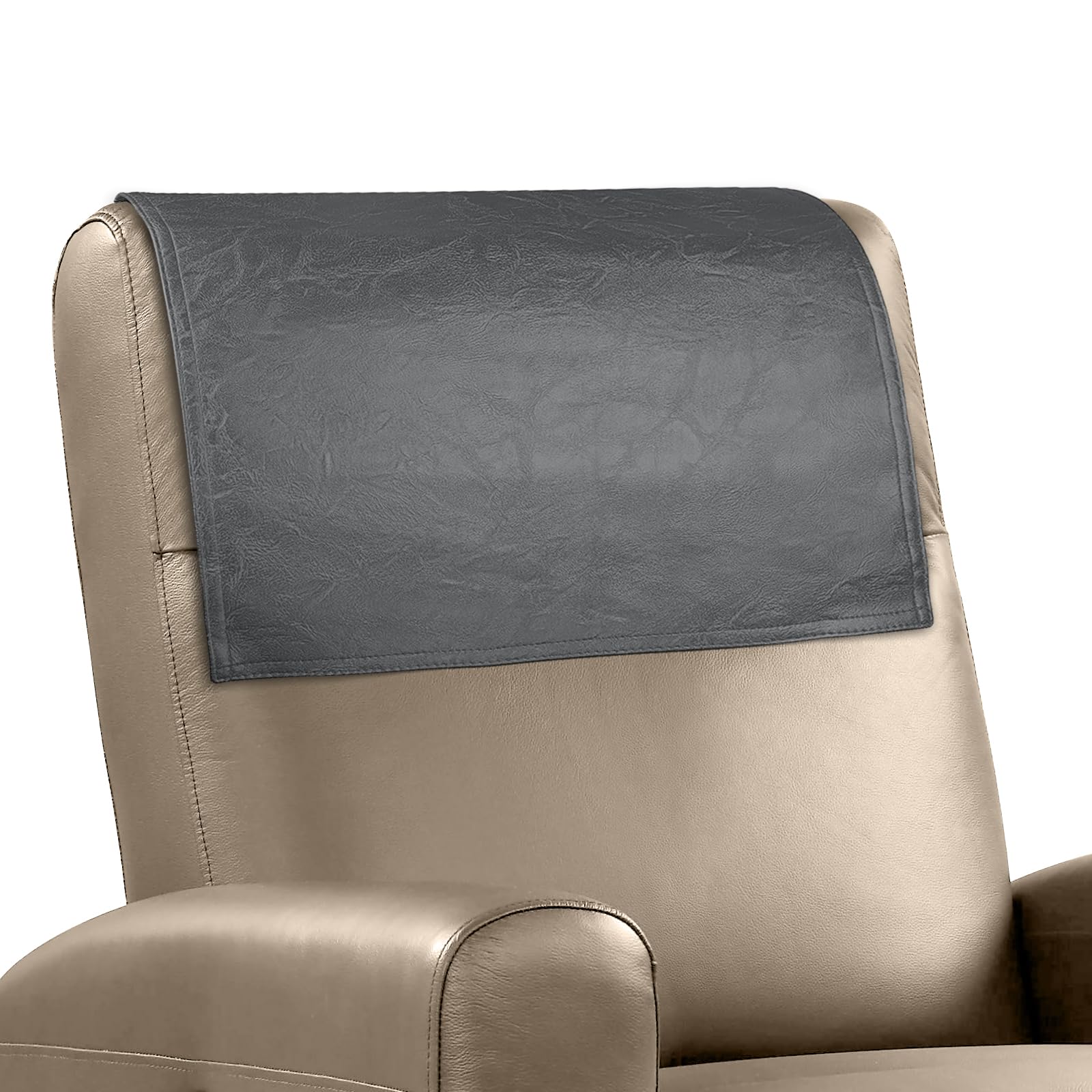 Photo 1 of NZDWZDN Recliner Headrest Protector Faux Leather Headrest Cover for Recliner Chair Couch Headrest Cover for Furniture Sofa Protector Chair Arm Covers for Home Office 17 x 27In(Dark Grey)