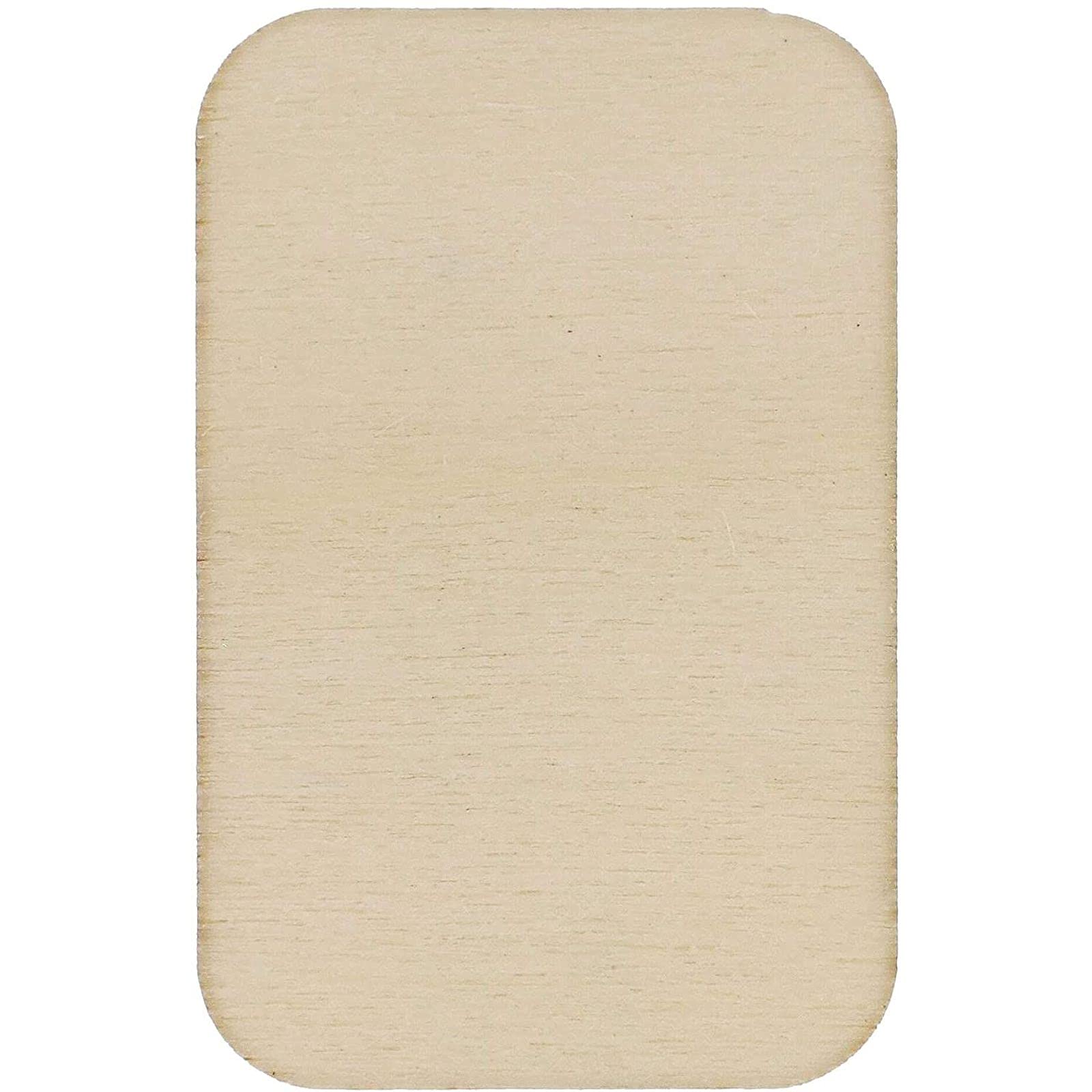 Wooden Cutouts for Crafts with Rounded Corners, Wood Rectangle (2x1.3 ...