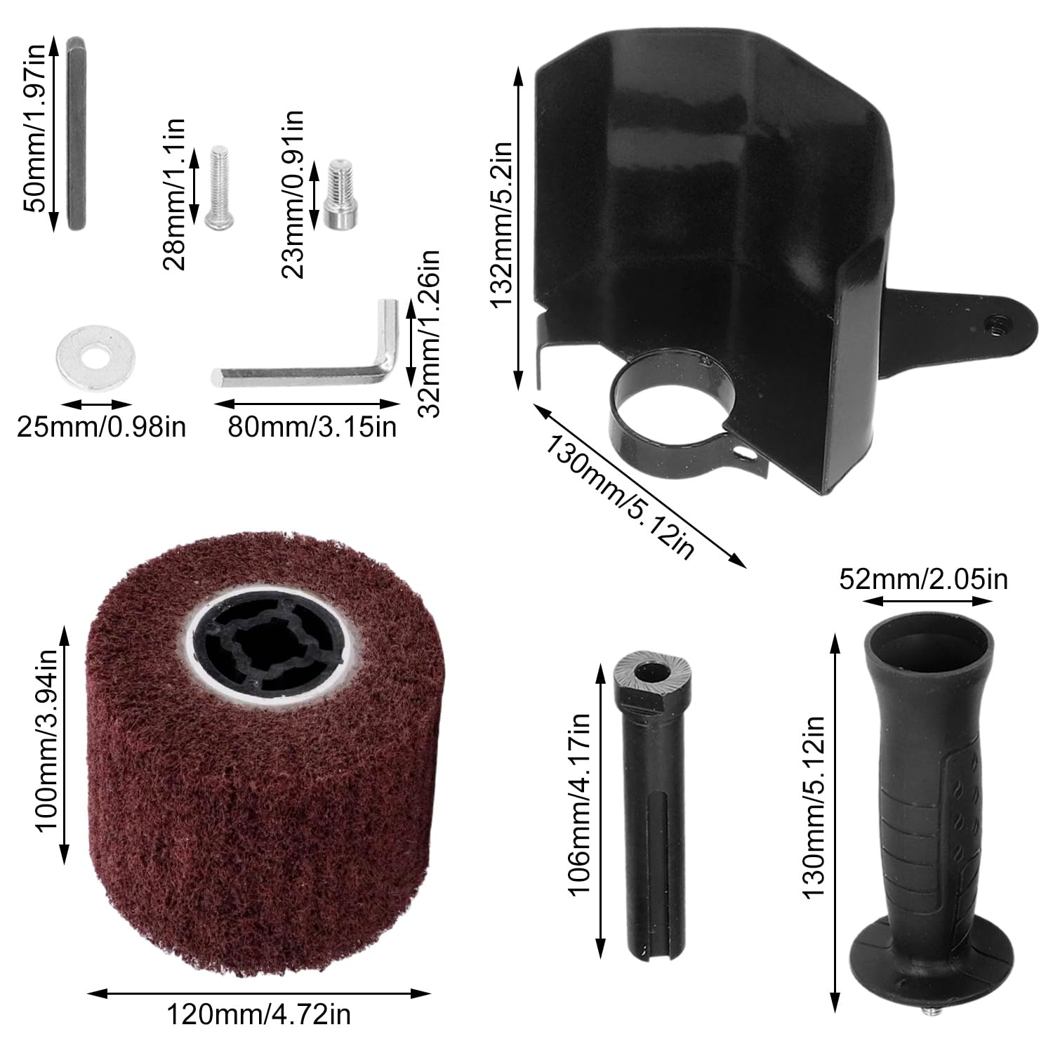 Set Accessori per Lucidatrice, Spazzolatrice per Legno, Mola 120x100 mm, Copertura Protettiva Spessa per Isolare la Polvere, Adatta per Legno, Metallo e Acciaio Inossidabile, M14/M10 (nero)