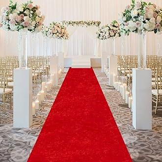 FOTSHARER Red Carpet Runner for Party 4x20FT Velvet Aisle Runner for Wedding Ceremony Carpet Aisle Runners for Wedding Runway Rug for Indoor Outdoor Prom Graduation Decoration