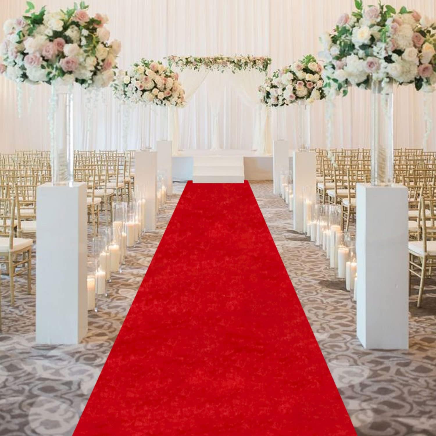 FOTSHARER Red Carpet Runner for Party 4x20FT Velvet Aisle Runner for Wedding Ceremony Carpet Aisle Runners for Wedding Runway Rug for Indoor Outdoor Prom Graduation Decoration