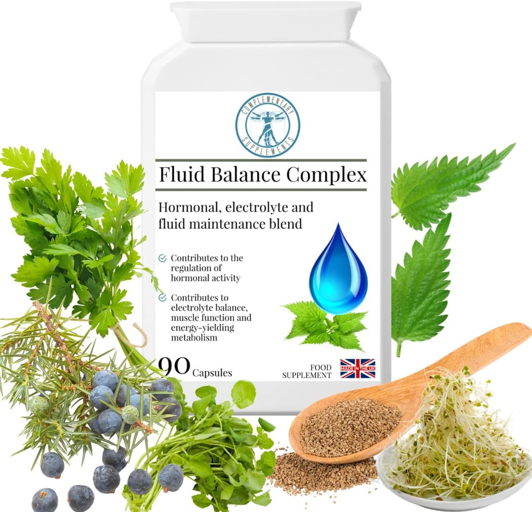 Fluid Balance Complex – Hormonal, Electrolyte & Fluid Management Blend – Juniper Berry, Alfalfa, Kelp, Dandelion, Parsley, Magnesium – Vegan, 90 Capsules