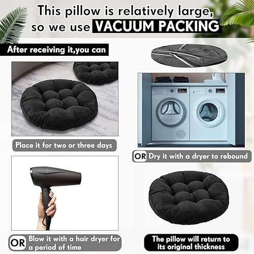 Miniatura 2 de Jerify 12 cojines de suelo grandes de 22 x 22 pulgadas, cojines de suelo grandes para meditación, cojín colgante para silla, cojines redondos de