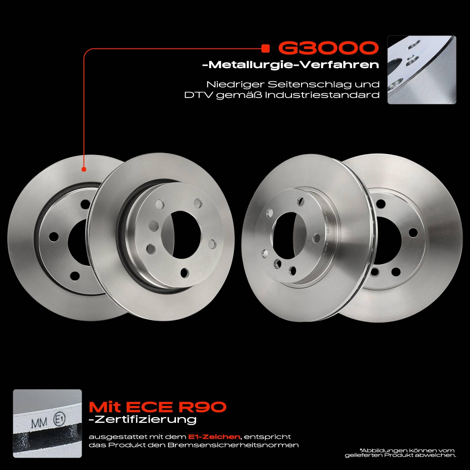 Frankberg Bremsensatz inkl. 4x Bremsscheiben + 8x Bremsbeläge Vorne Hinten Kompatibel mit 3er Compact E46 3er E46 3er Touring E46 Replace# 34216750190, 34111164498
