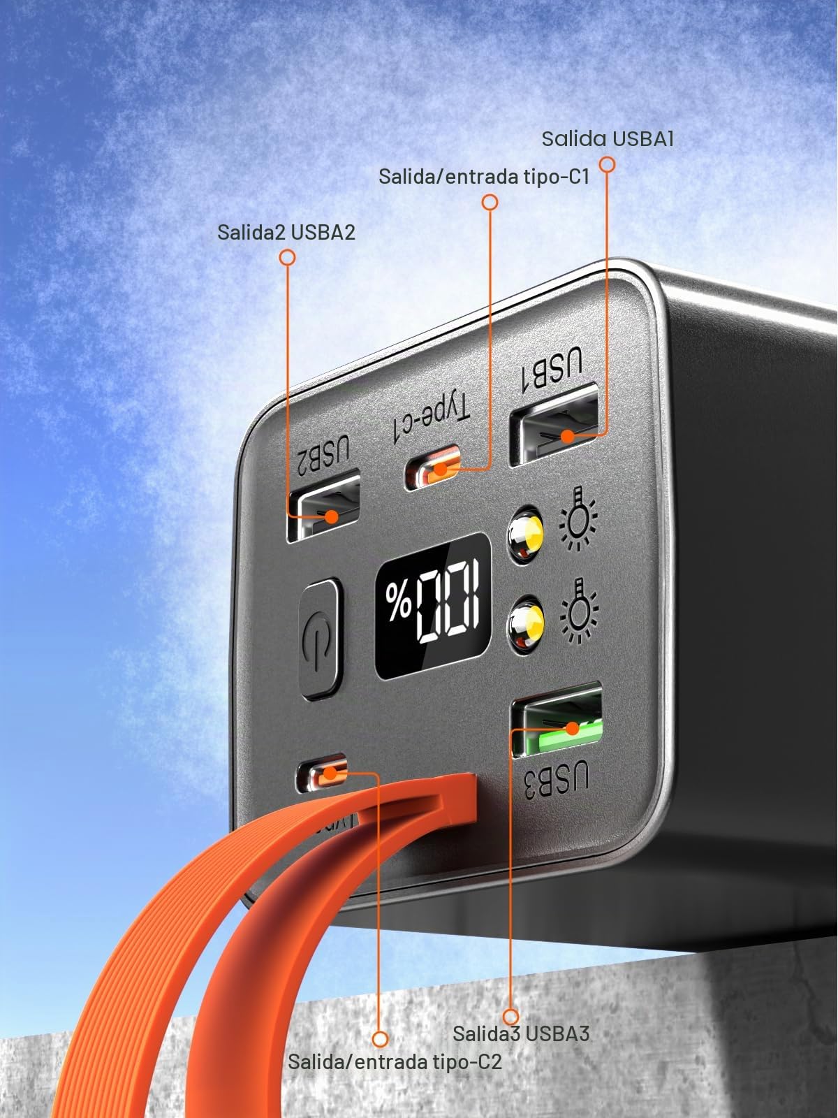Batería Externa 50000mAh 140W, Power Bank Carga Rápida PD 3.1 & QC 4.0, Cargador Portátil USB C de 4 Puertos con Pantalla LED, para Ordenador Portátil, MacBook, Smartphone, Tablet (Negro)