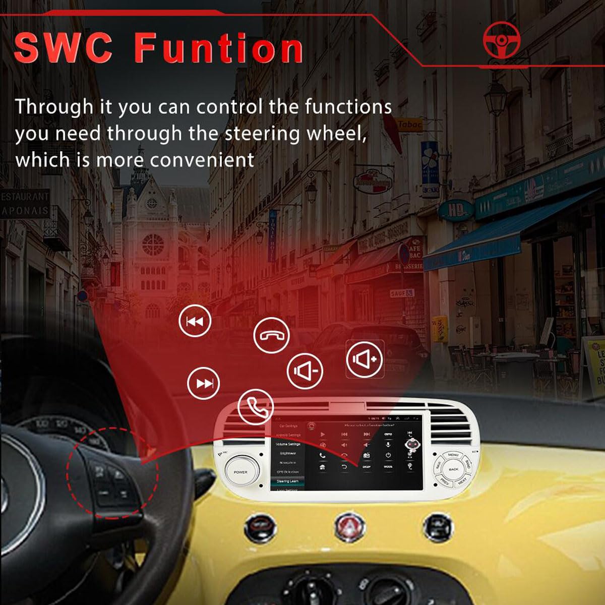Amazon | フィアット500 2007-2015車載ラジオと無線Carplay Android
