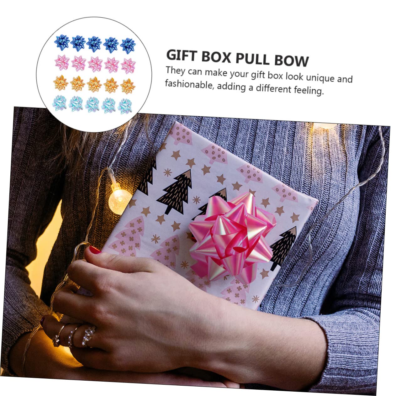 minkissy 3 Series Decoración De Flores De Estrella Tapa Luces Solares Lazo De Cinta para Tirar Mini Lazos De Terciopelo Autoadhesivos Lazos De Arcoíris Lazo Azul 50 Piezas*3