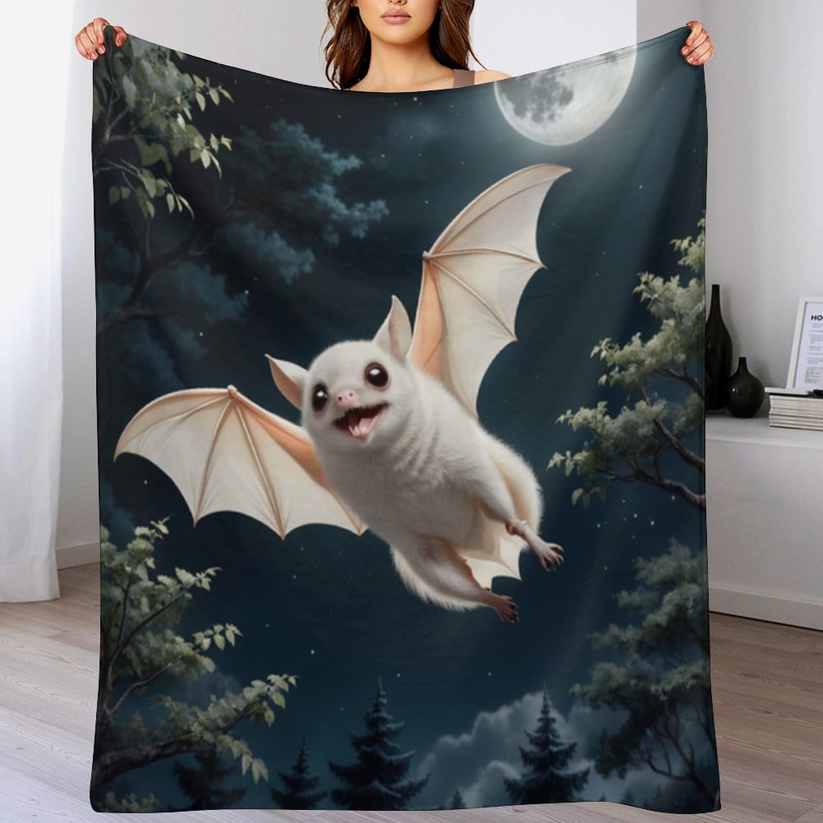 Jeté de lit chauve-souris en flanelle ultra douce et thermorégulatrice