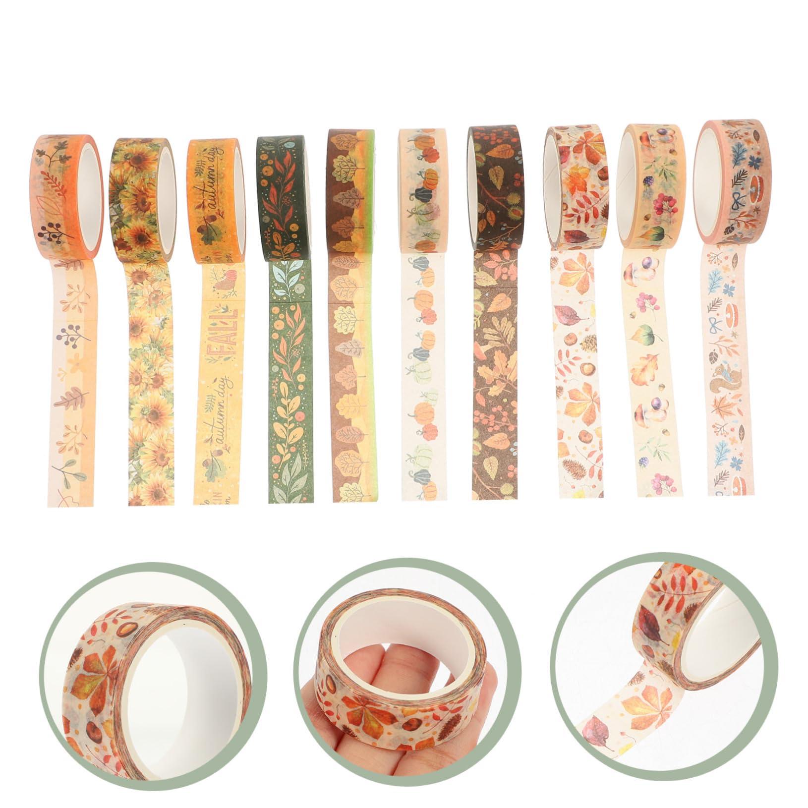 DOITOOL 30 Nastro Washi Autoadesivo Decorativo per Autunno e Ringraziamento con Motivi e Carta per Scrapbooking e Decorazioni Festa