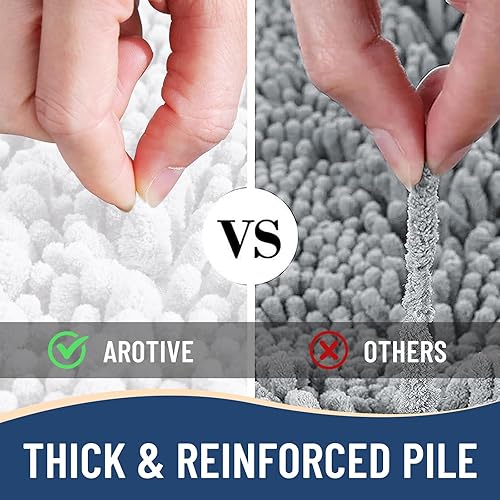 Miniatura 6 de Arotive - Alfombra para el baño de felpilla, extrasuave, gruesa, absorbente, peluda, antideslizante, lavable en lavadora, apta secadora, afelpada,