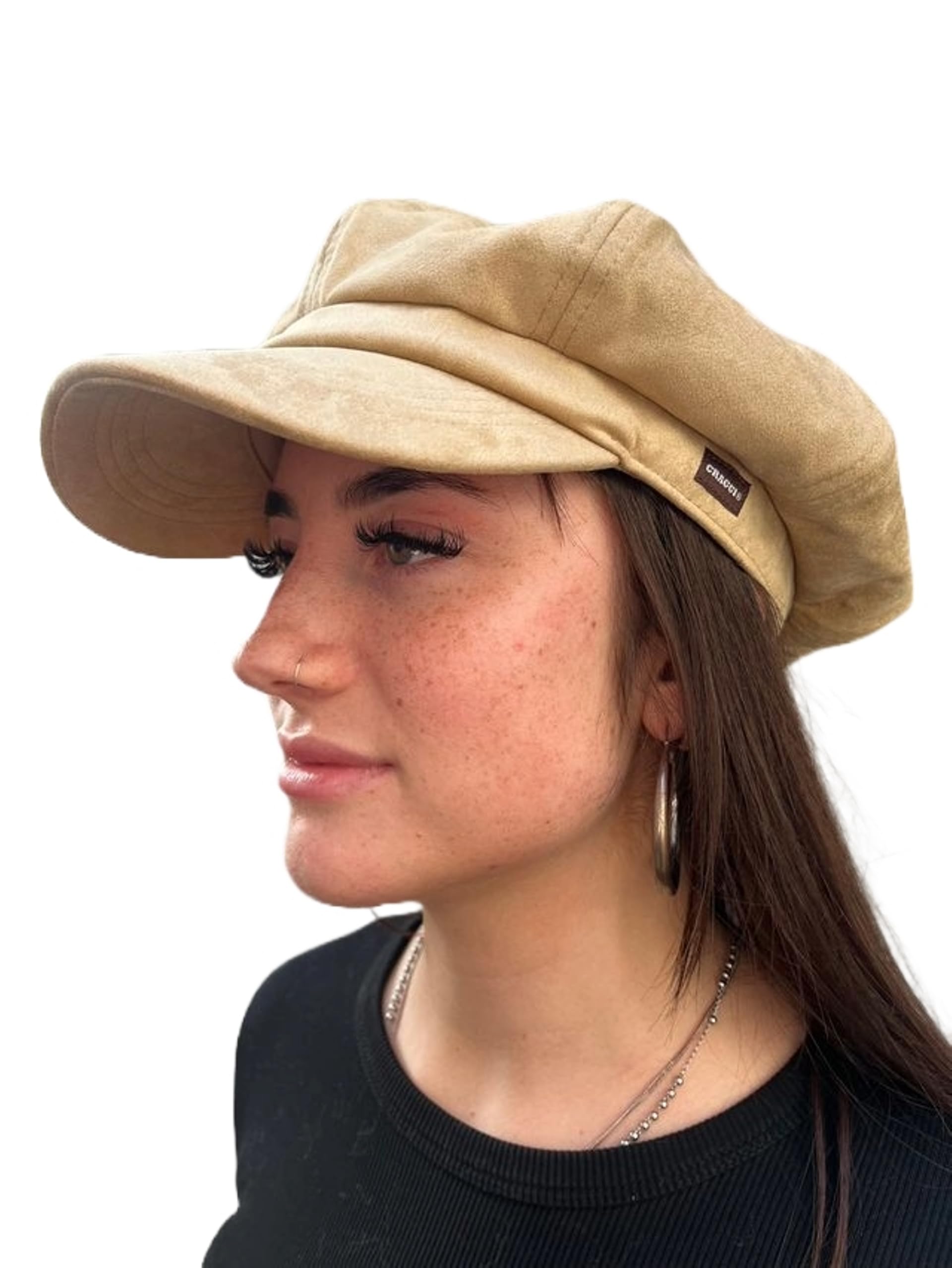 Craggi Bags And Accessories Girls Beige Craggi Baker Boy Hat Newsboy Cap Sand Faux Suede Ladies Hat