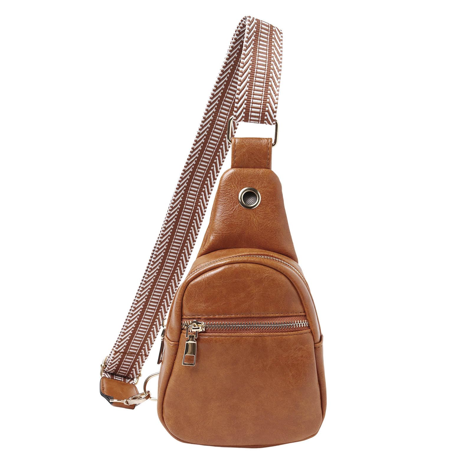 Sac à dos de poitrine mixte en cuir souple de grande capacité