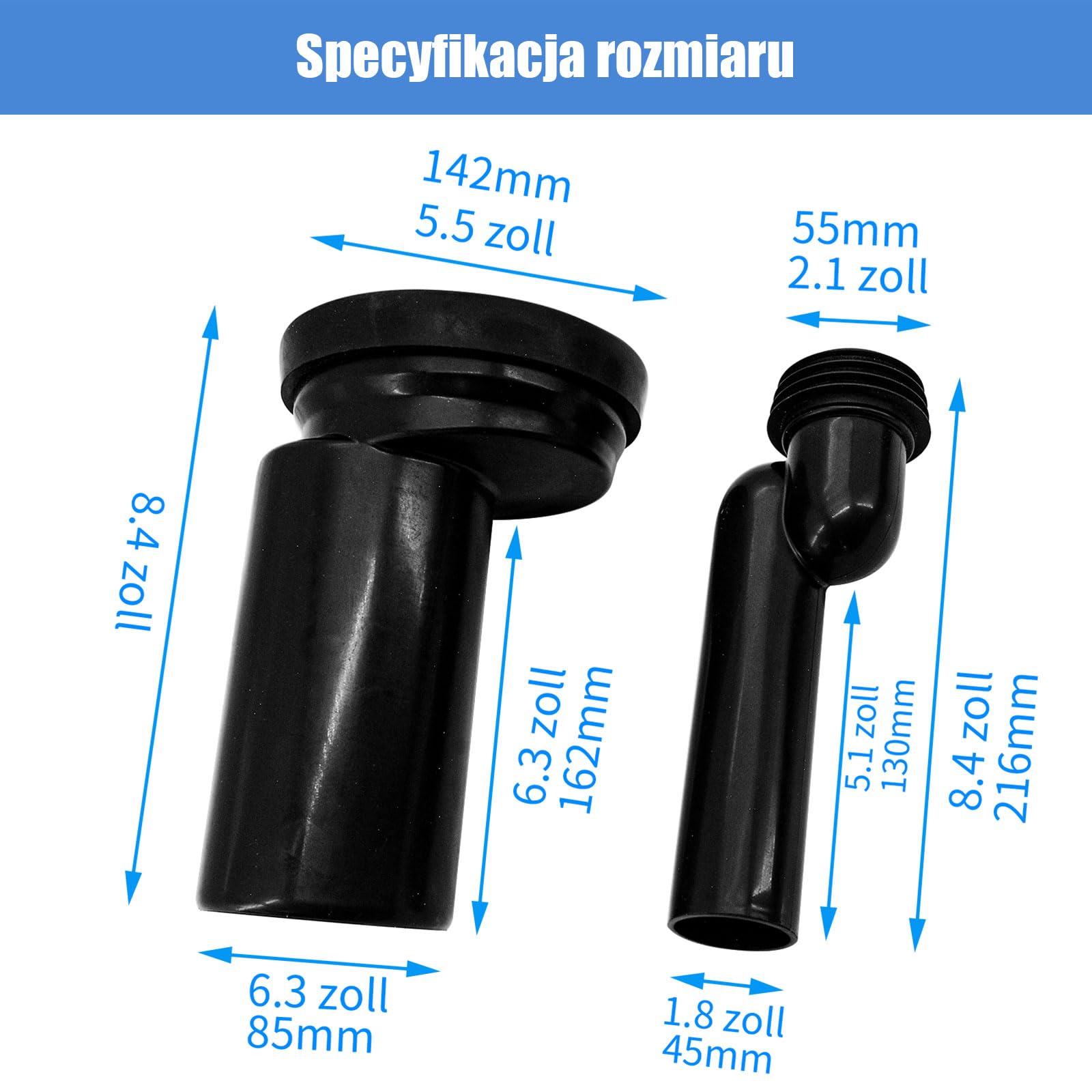 Zestaw przyłączeniowy do WC Mendorio – przyłącze do wiszącego WC, wykonane z PE-HD, odpowiednie do średnic rur: d=90 mm, d1=45 mm, kompatybilne z rurą przyłączeniową do WC Geberit 405.116.00.1.