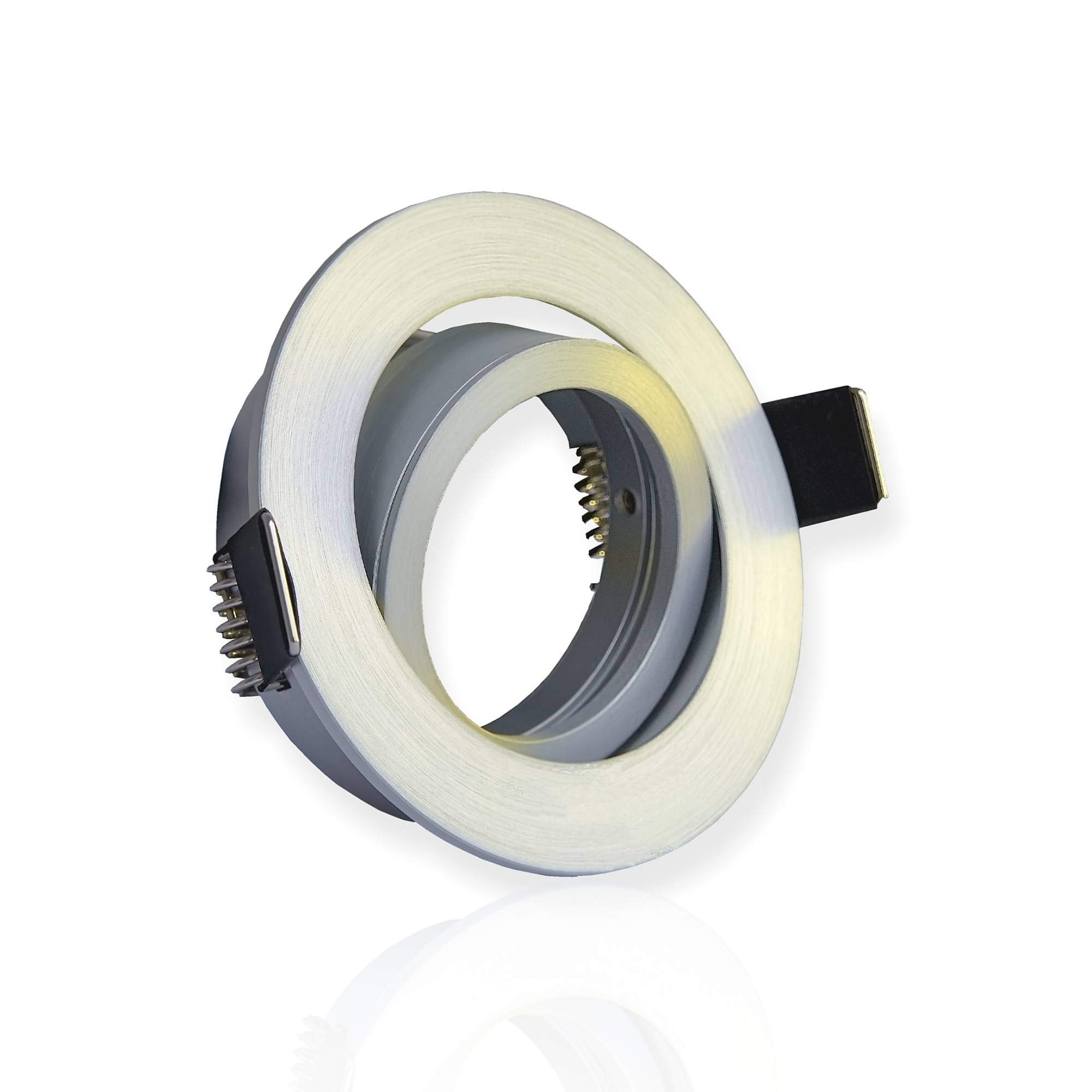 10x Foco empotrable LED redondo - plata orientable aluminio 9 vatios blanco cálido 230V - Foco empotrable GU10 Ø 70mm taladro - montaje - techos de focos - focos empotrables focos