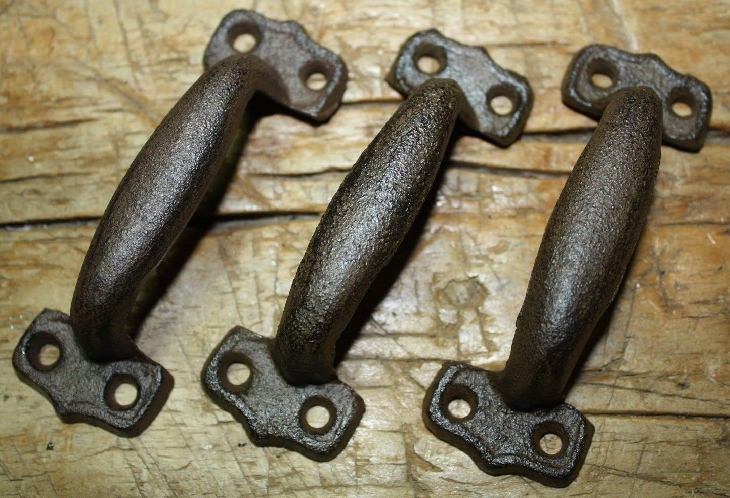 Vintage 6 Cast Iron Tiny Antique Style Rustic Barn Handle, Gate Pull Shed Door Handles
