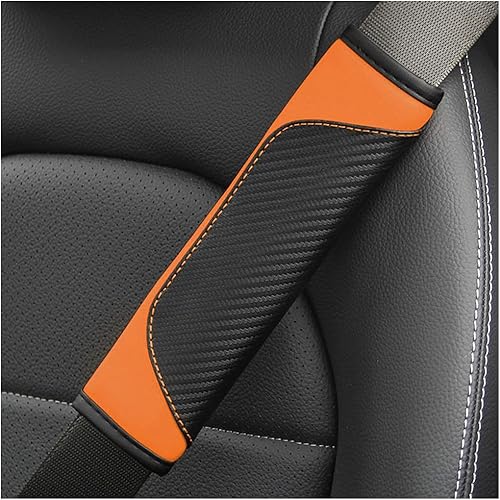 Miniatura 18 de AUCELI 2 fundas para cinturón de seguridad de automóvil, fundas de correa de hombro de fibra de carbono, almohadilla de arnés suave de cuero