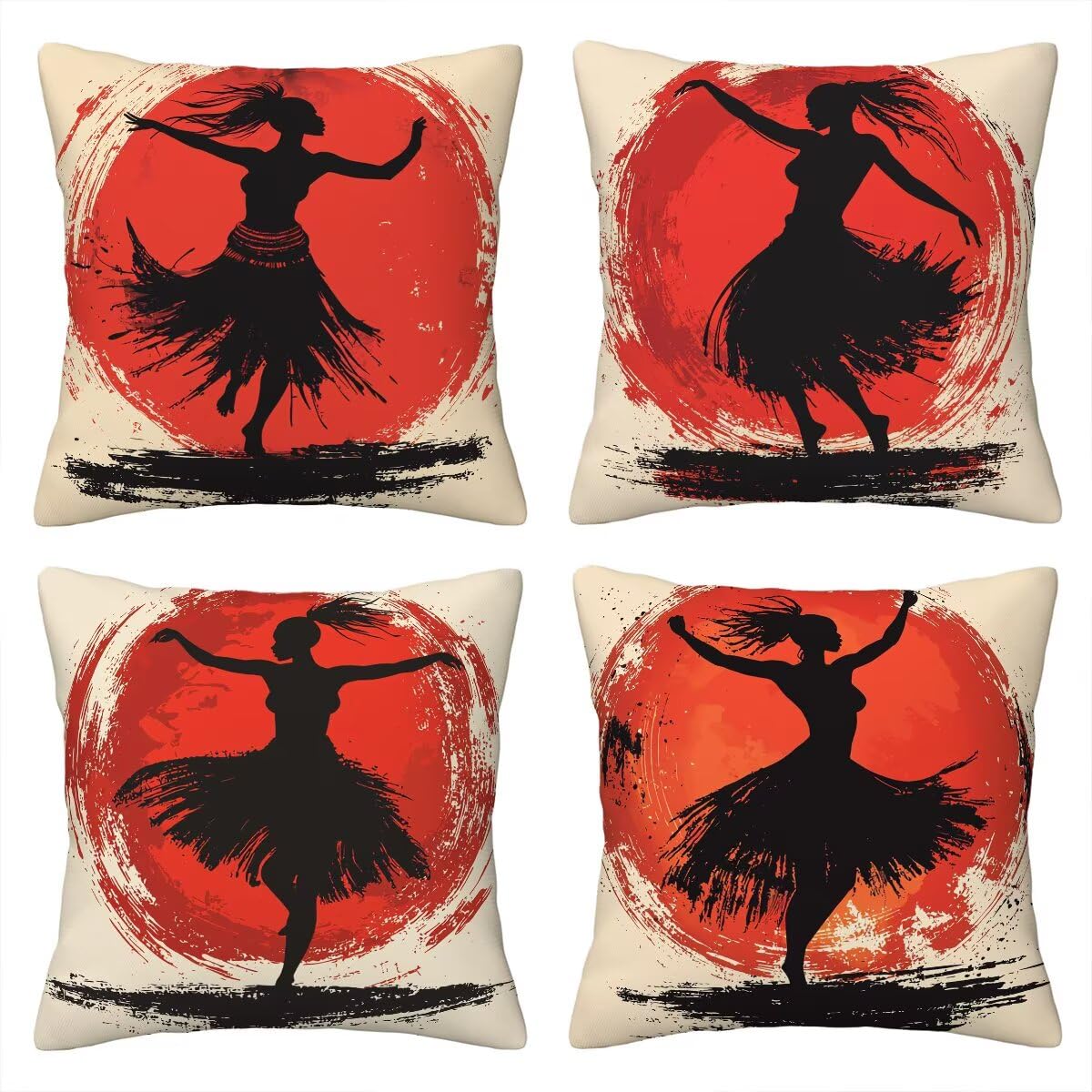 Federe Cuscini Divano 55x55 cm, Crema Cuscini per Divano, Velluto Federe Cuscino Letto Impermeabili Set da 4, Copricuscini Animato Motivo con Cerniera Invisibile Design per Sofá, Regalo Donna S-85