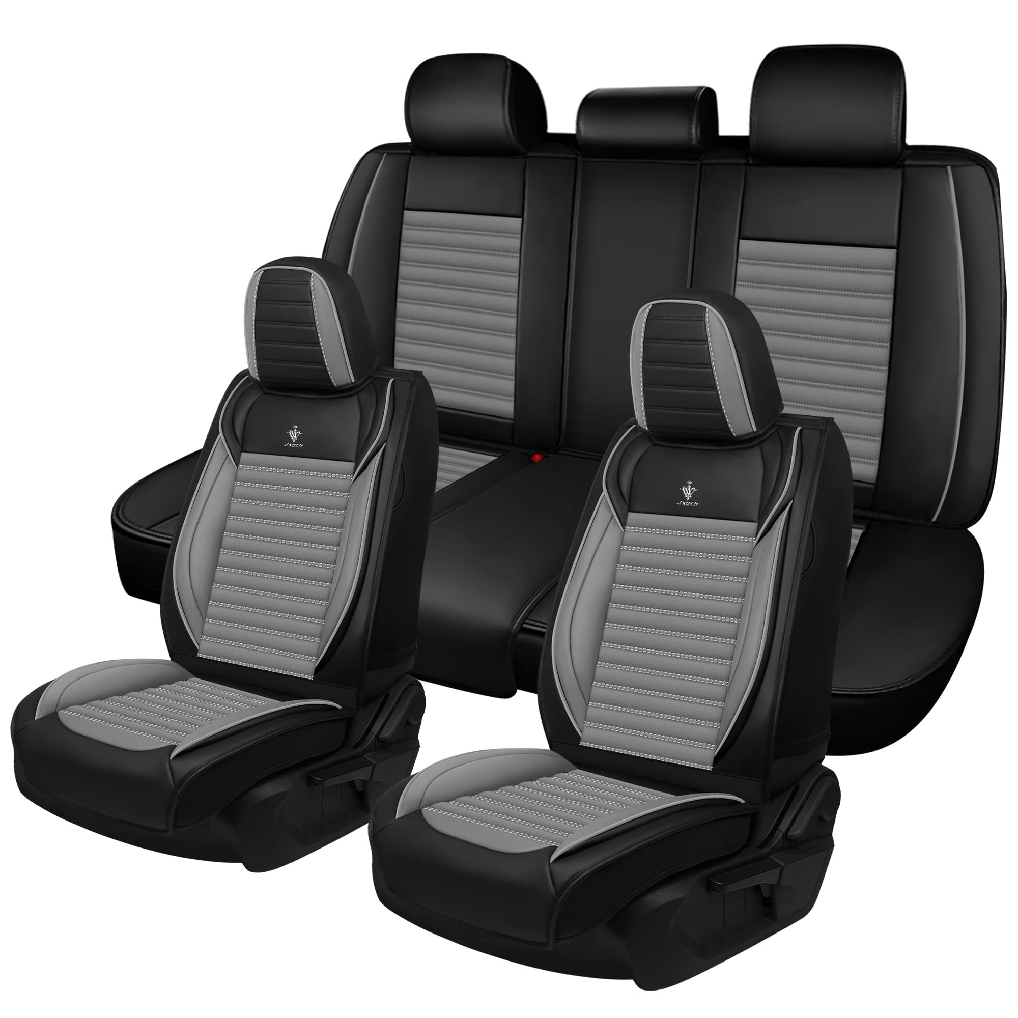 Seat Covers Fit for GMC Hummer EV Pickup 2022-2025 Premium Leather Car Seat Covers, Waterproof Non-Slip and Airbag Compatible, Fashion Car Seat Protector (Black Gray,5 Seats)